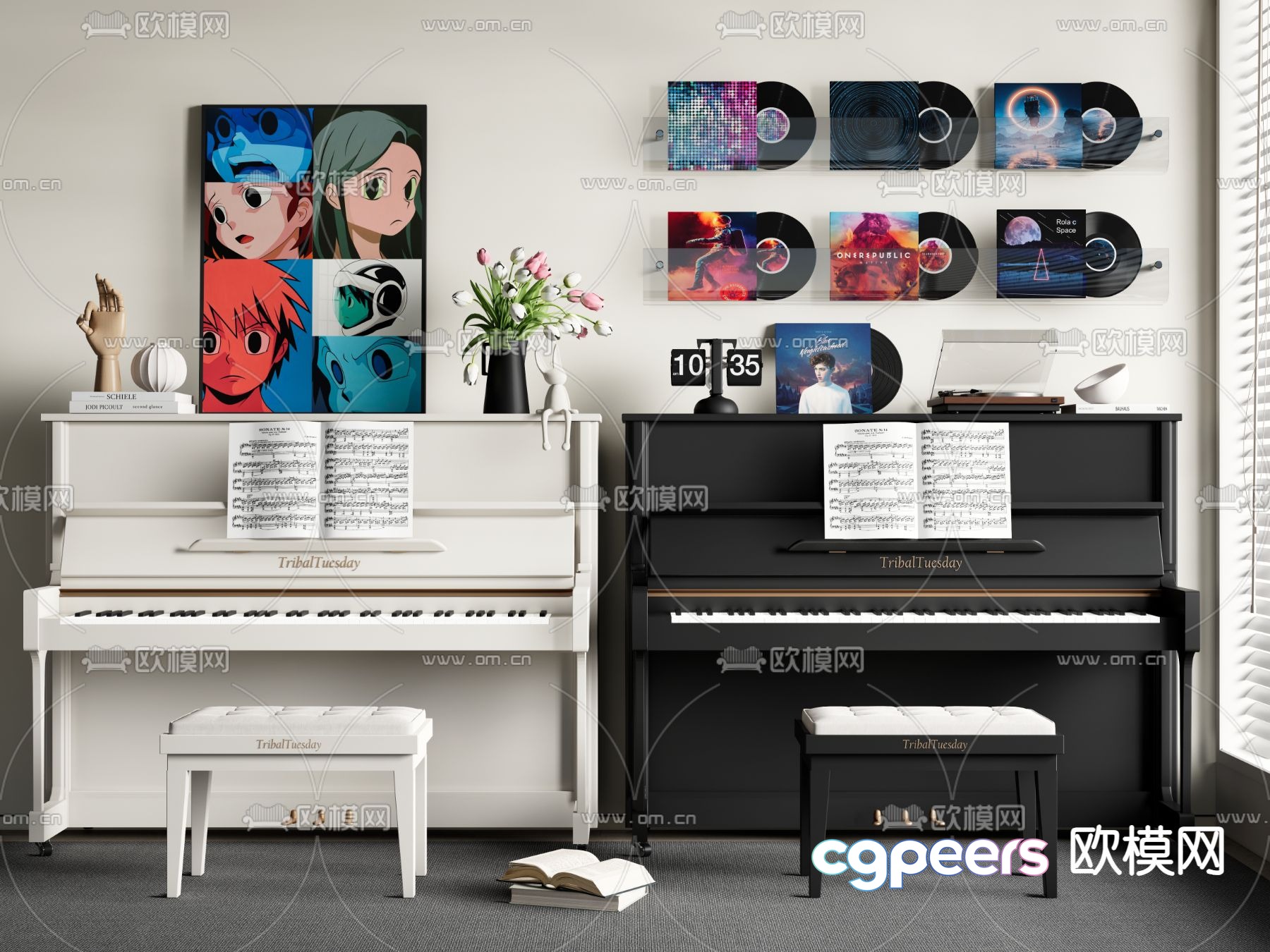 Modern piano electronic piano 3d model Modern piano electronic piano 3d model