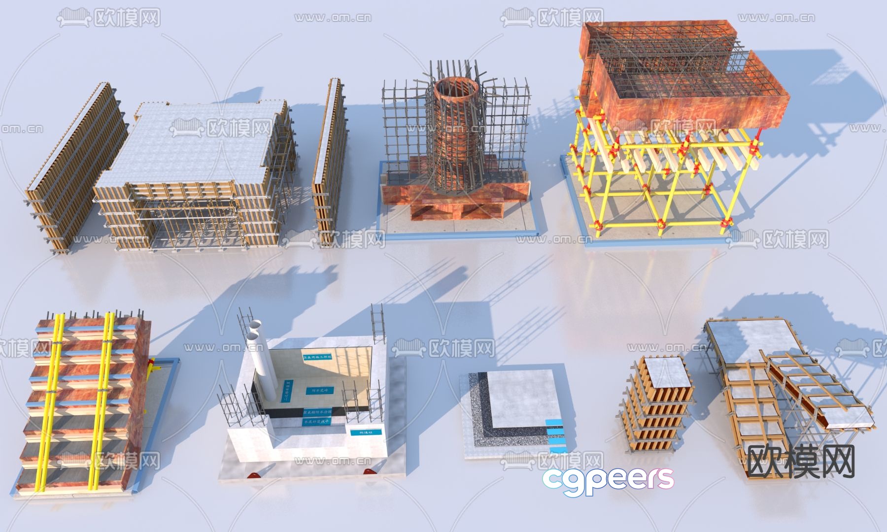 Construction site facilities, construction samples, scaffolding 3D model Construction site facilities, construction samples, scaffolding 3D model