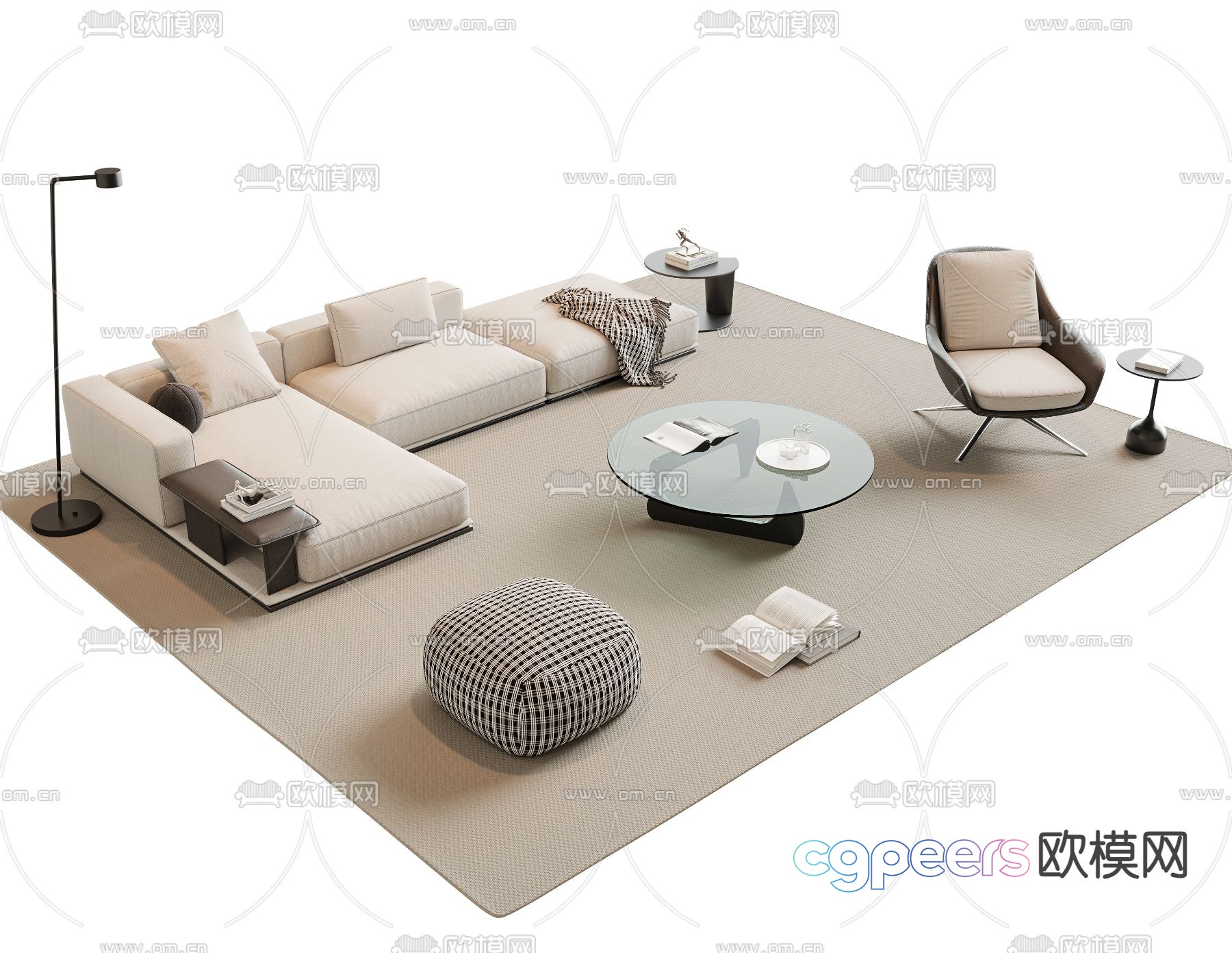 Modern sofa set 3d model Modern sofa set 3d model