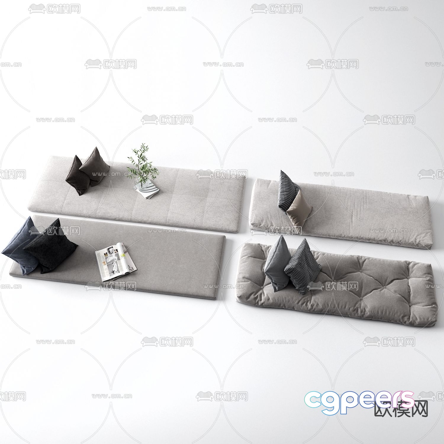 Bay window cushion pillow cushion 3d model Bay window cushion pillow cushion 3d model