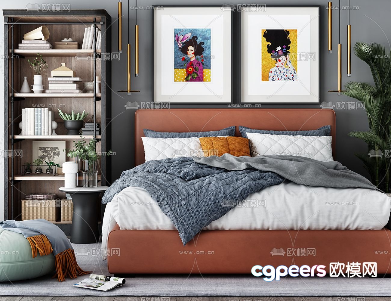 Modern double bed 3d model Modern double bed 3d model