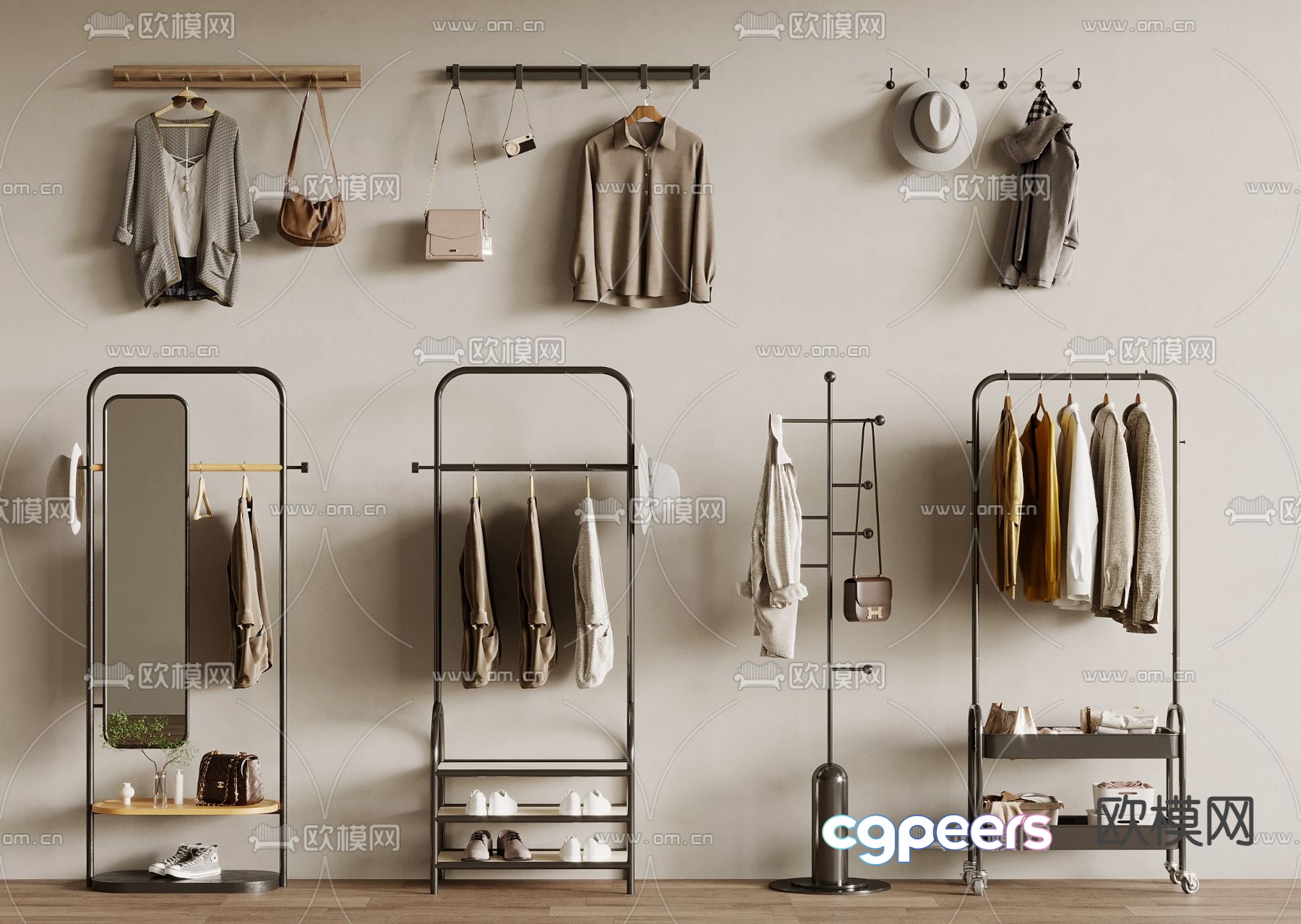 Clothes rack coat rack 3d model Clothes rack coat rack 3d model