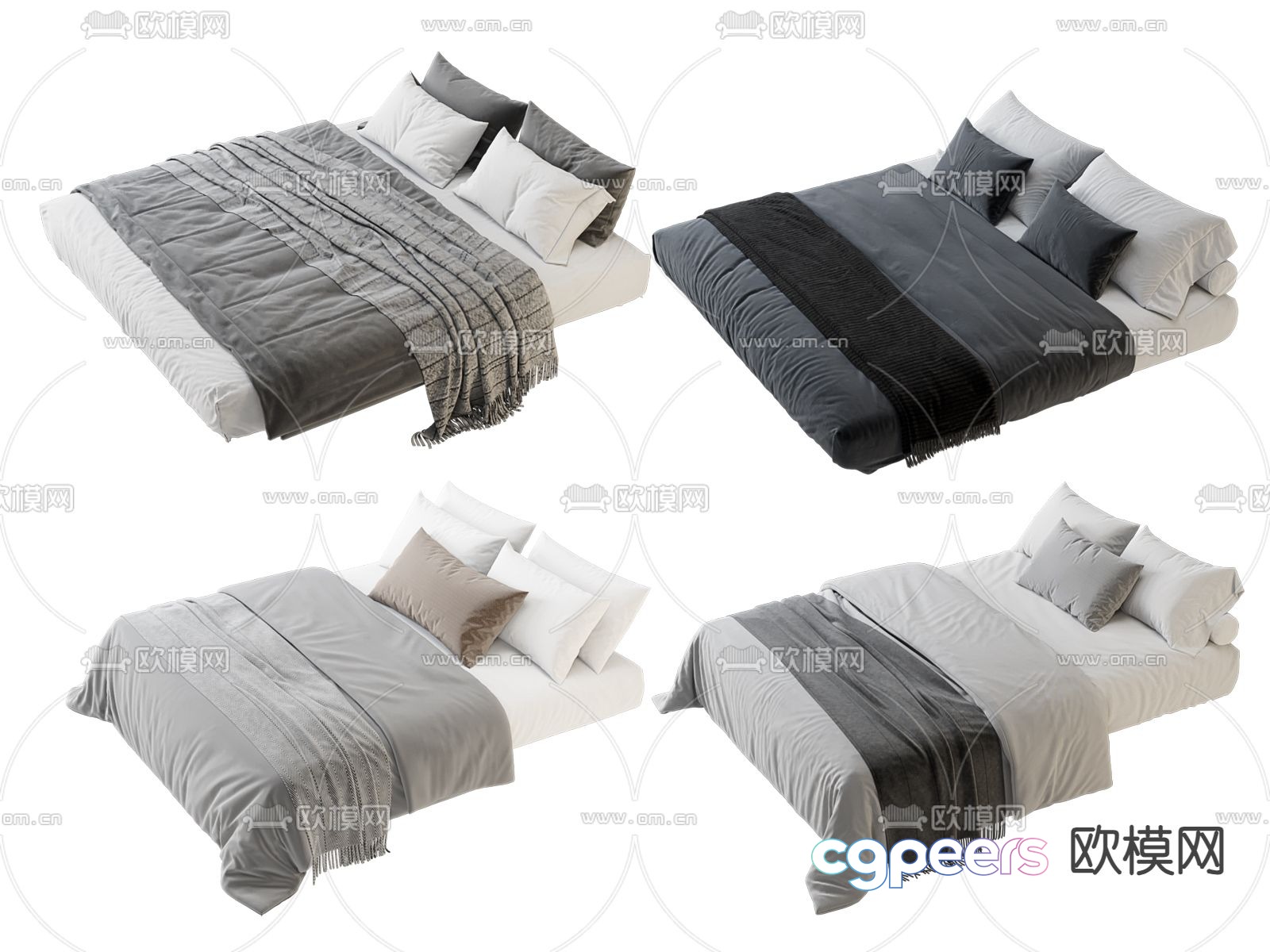 Nordic double bed 3d model Nordic double bed 3d model