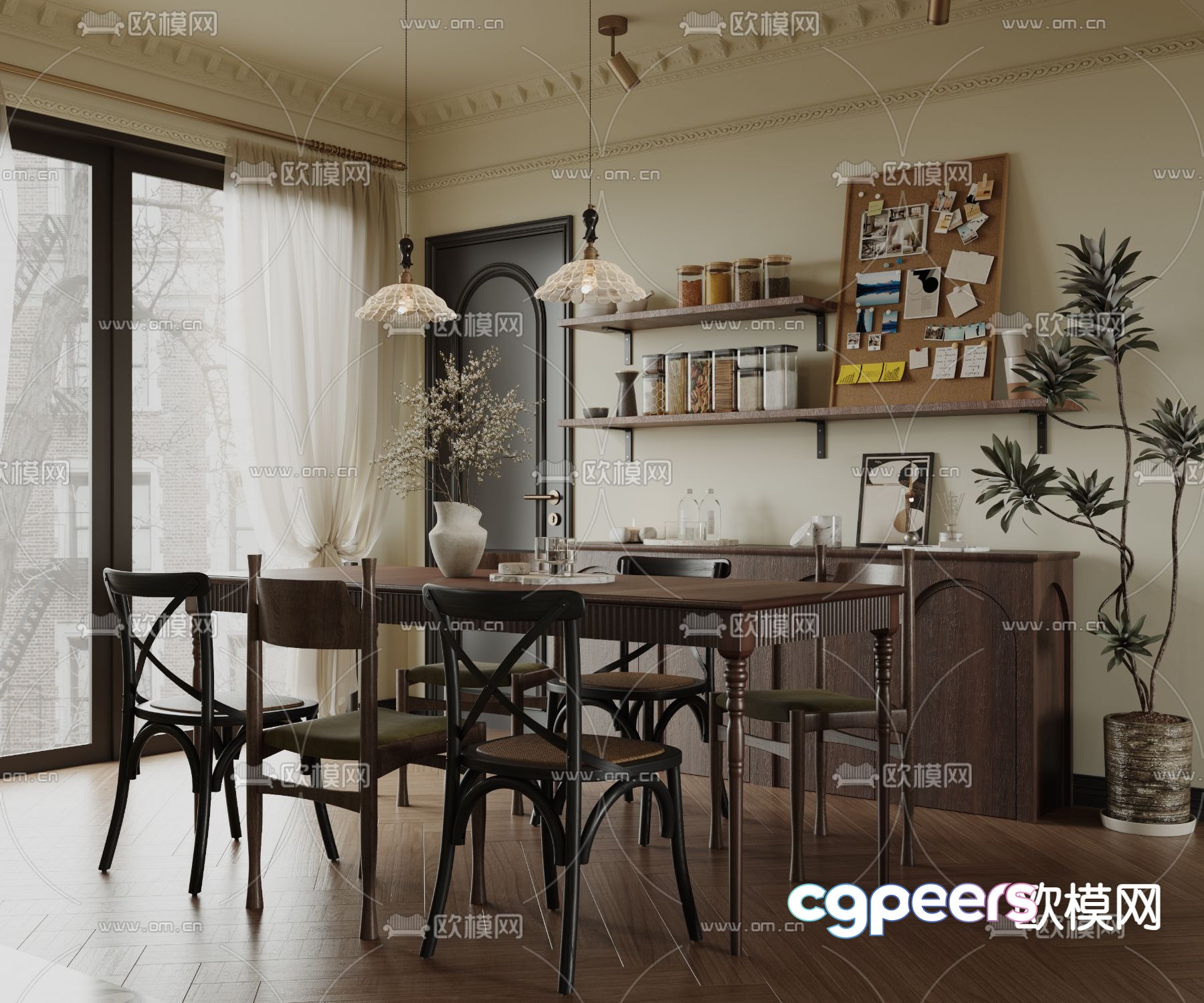 French dining table and chairs rectangular dining table 3d model French dining table and chairs rectangular dining table 3d model