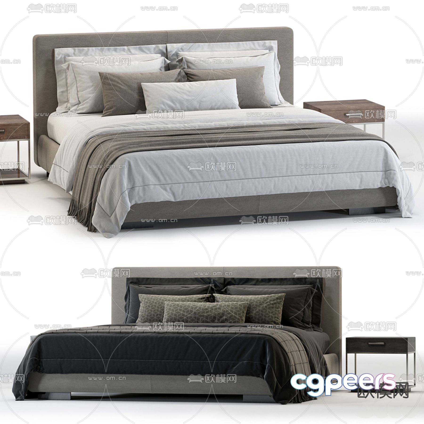 Modern double bed 3d model Modern double bed 3d model