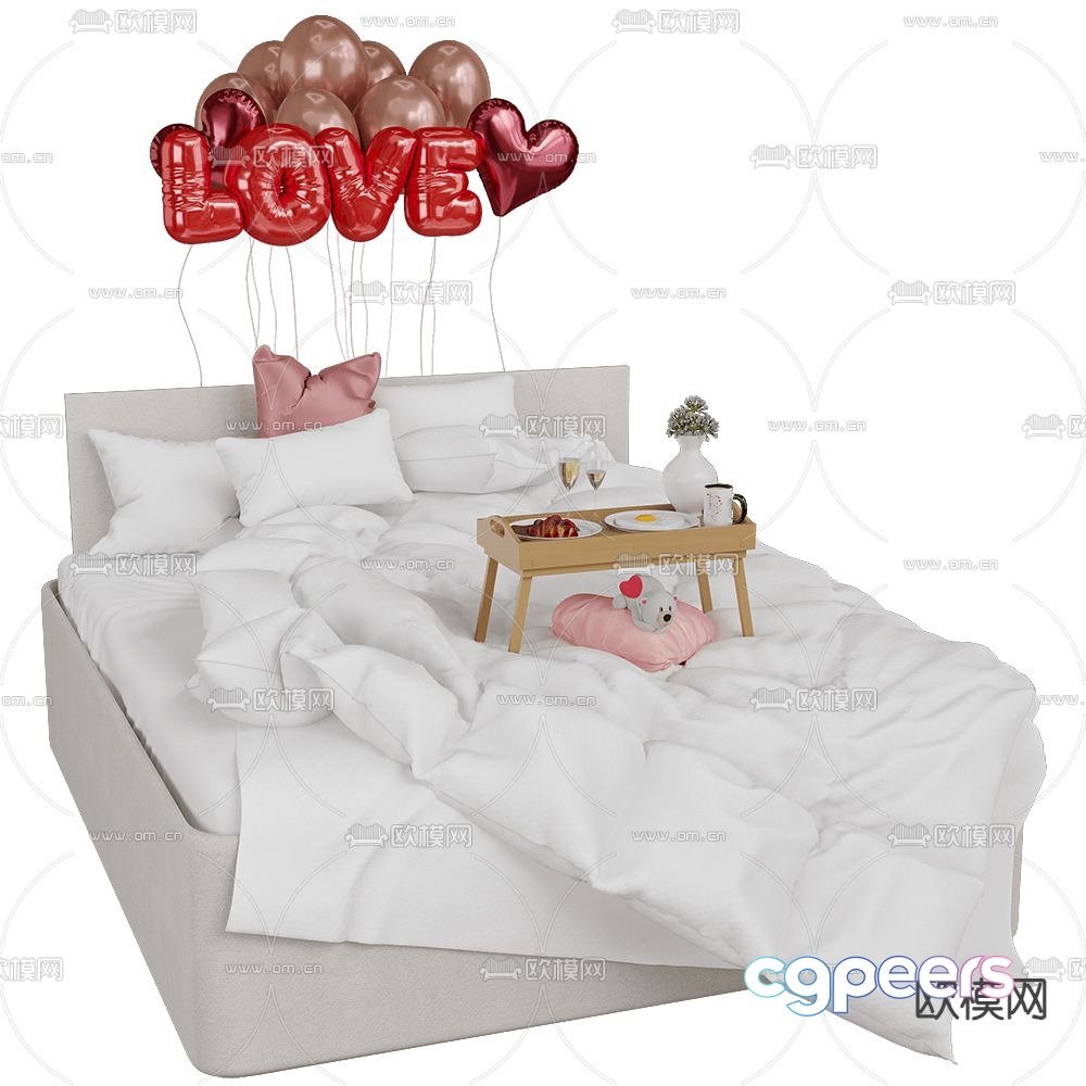Valentine double bed 3d model Valentine double bed 3d model
