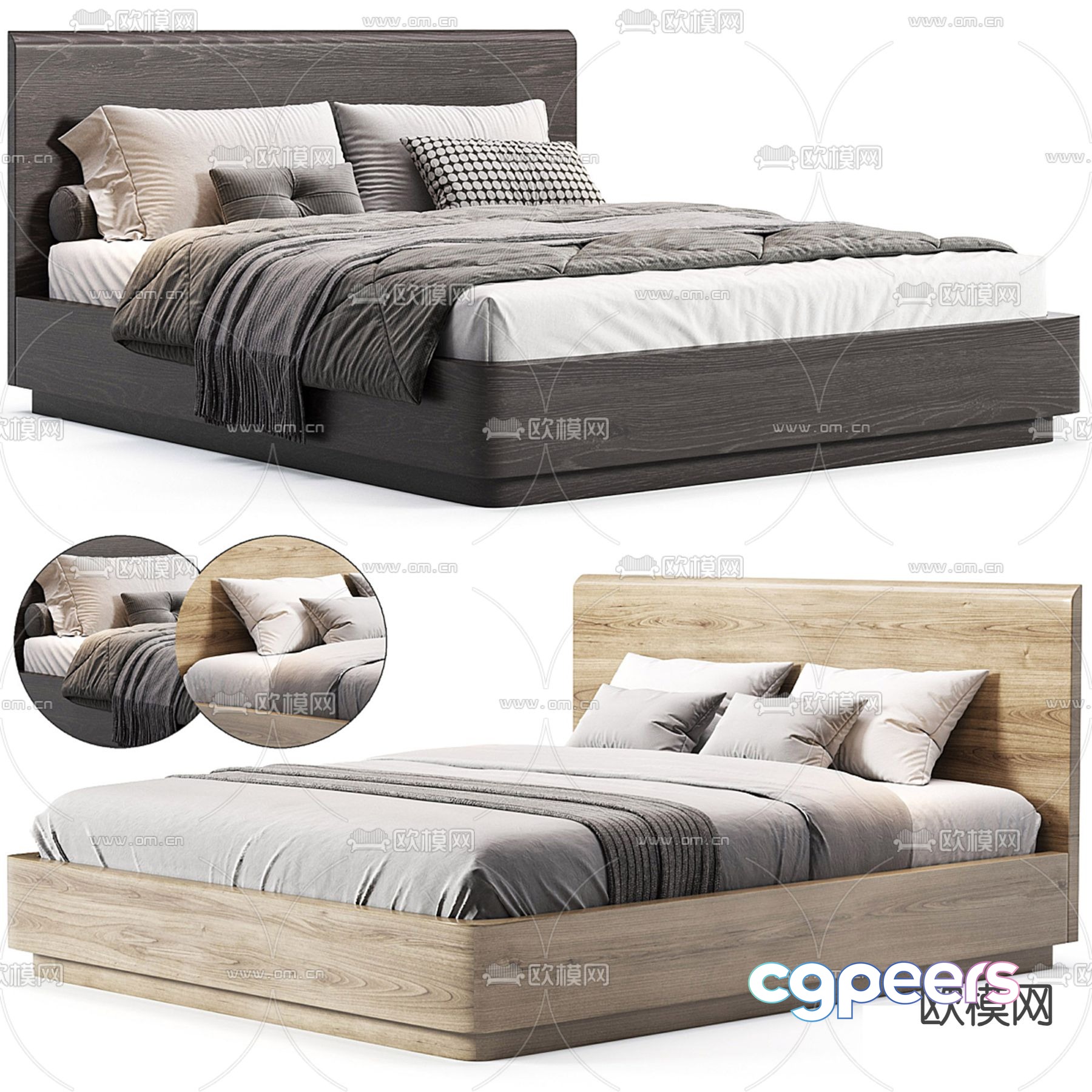 Modern double bed 3d model Modern double bed 3d model
