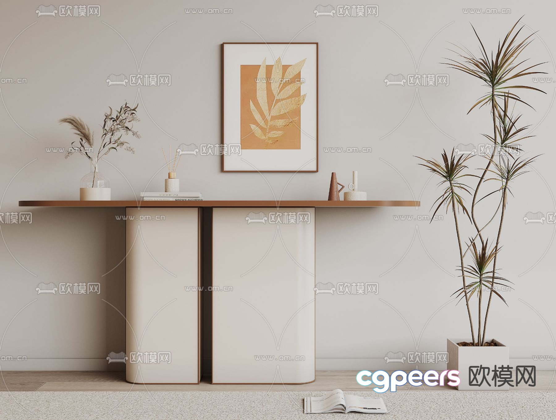 Modern end view table console table 3d model Modern end view table console table 3d model