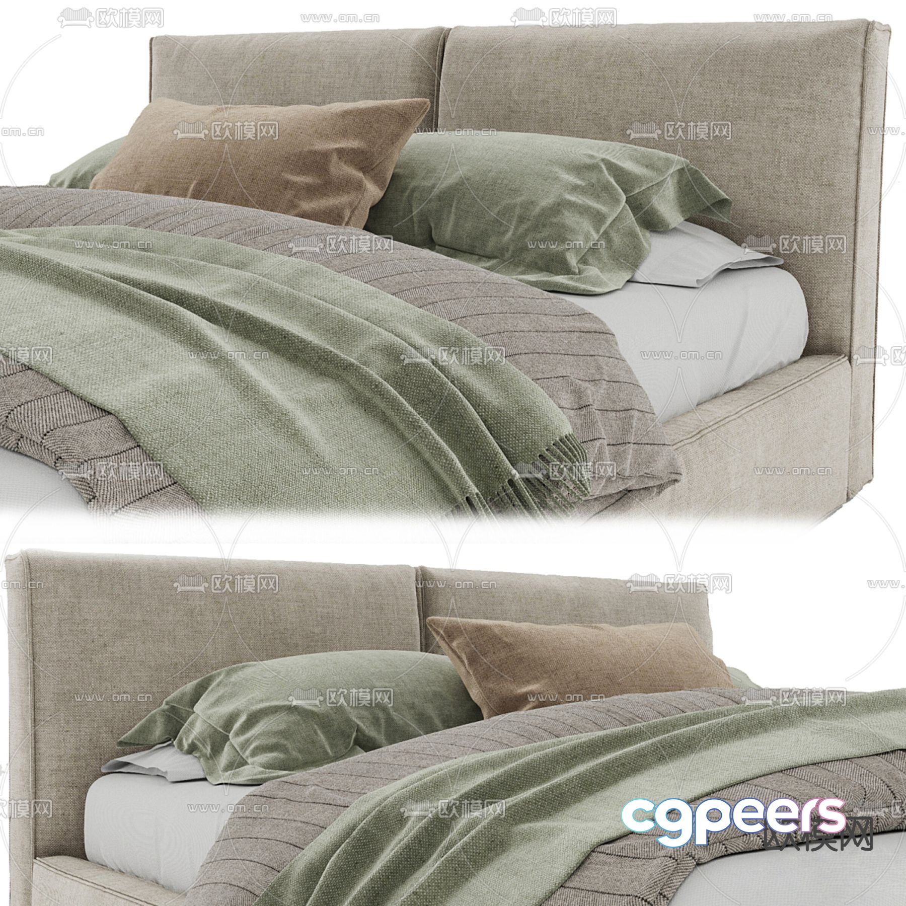 Modern double bed 3d model Modern double bed 3d model