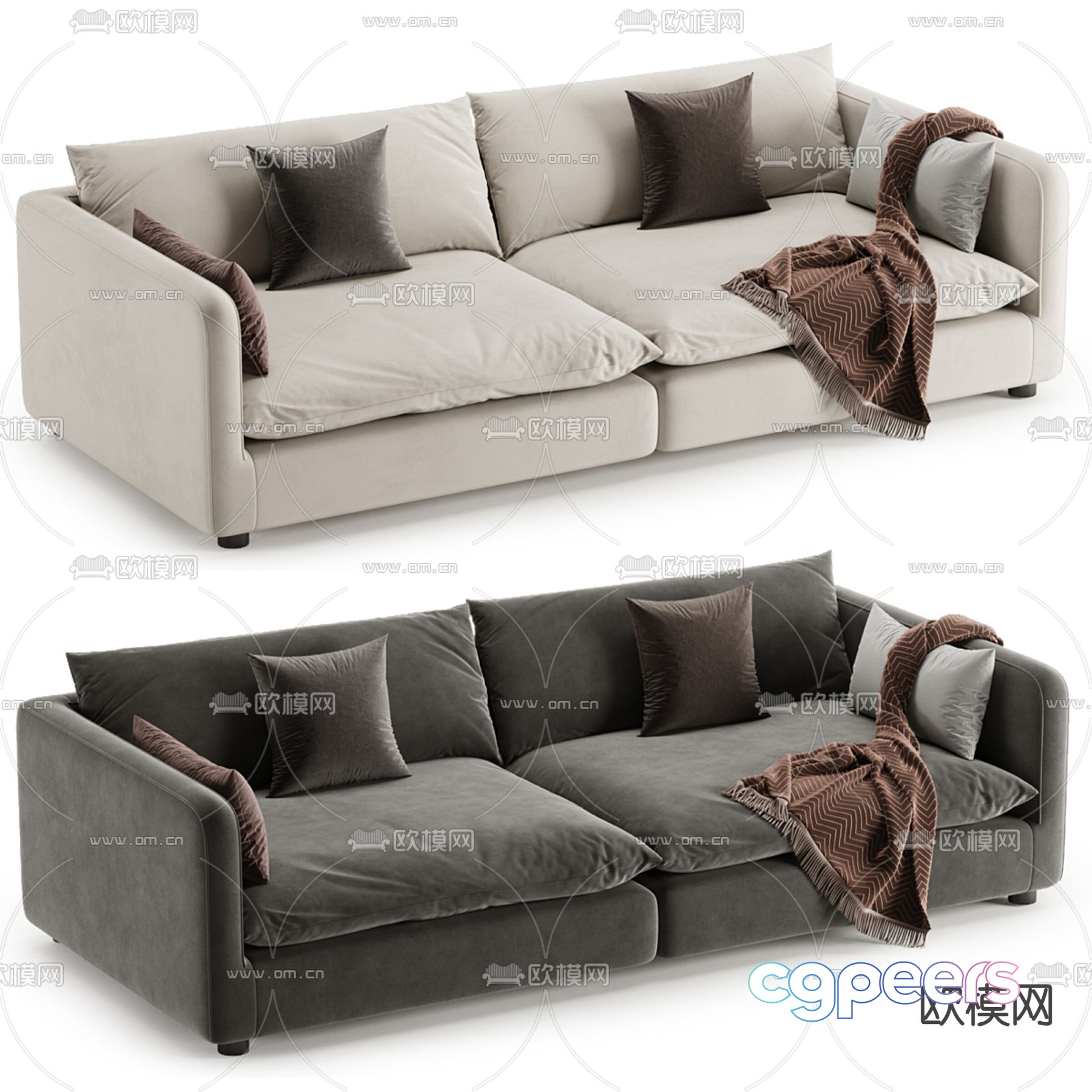 Modern double sofa upholstered sofa 3d model Modern double sofa upholstered sofa 3d model