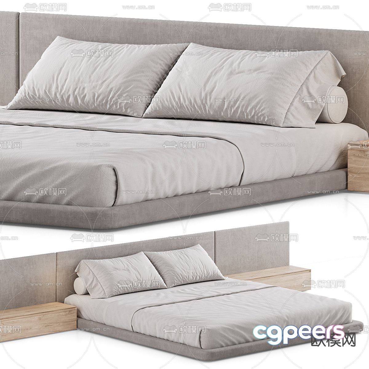Modern double bed 3d model Modern double bed 3d model