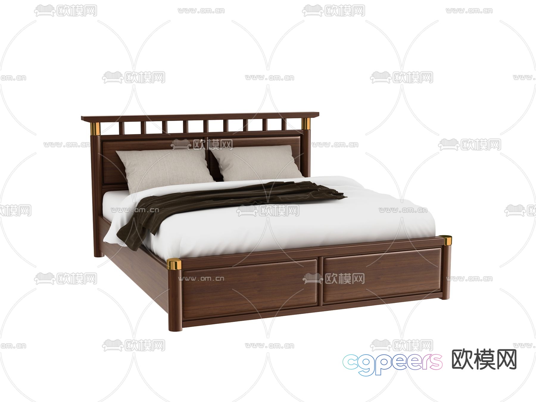 Modern double bed 3d model Modern double bed 3d model