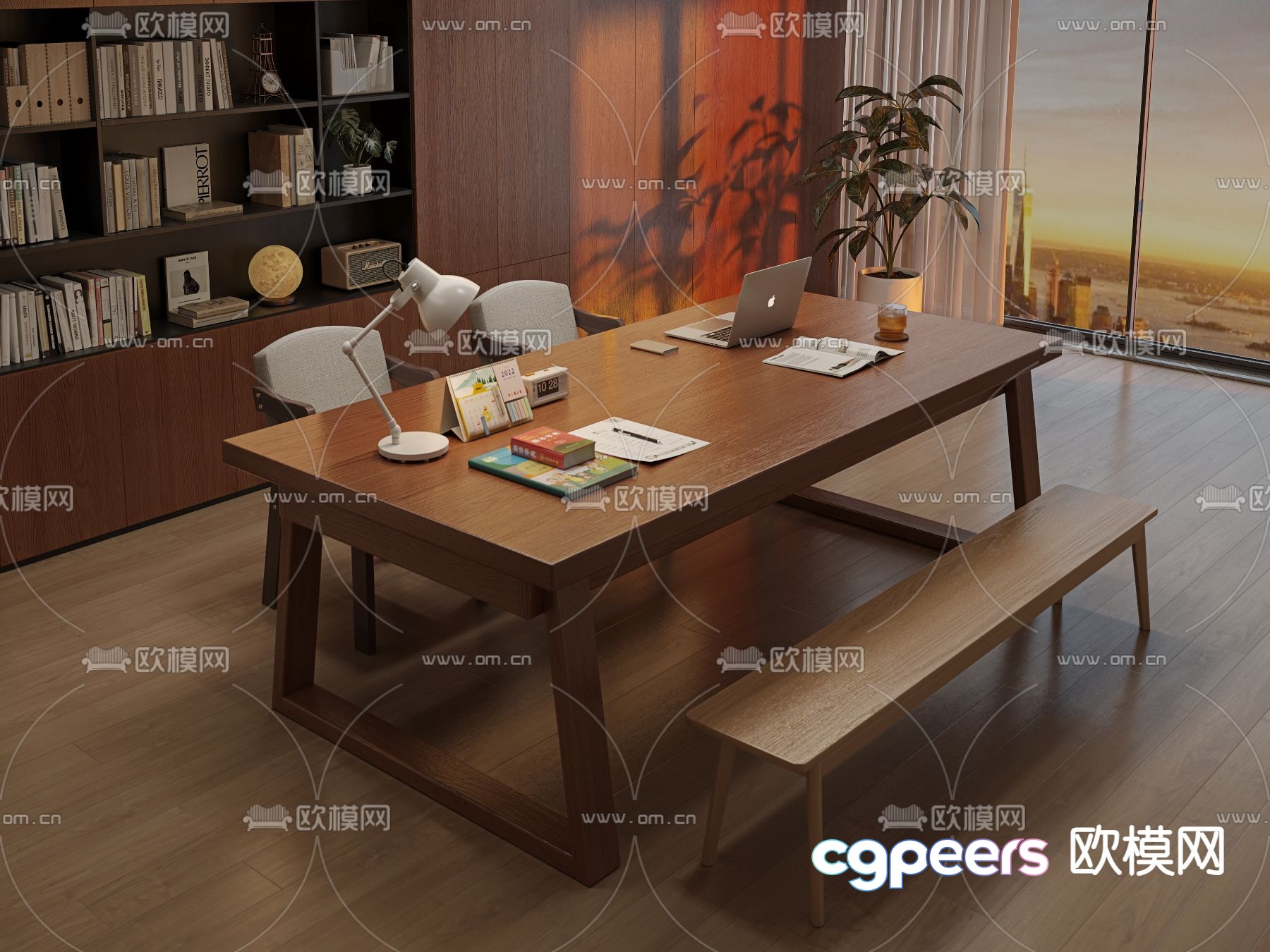 Modern desk study table reading table 3d model Modern desk study table reading table 3d model