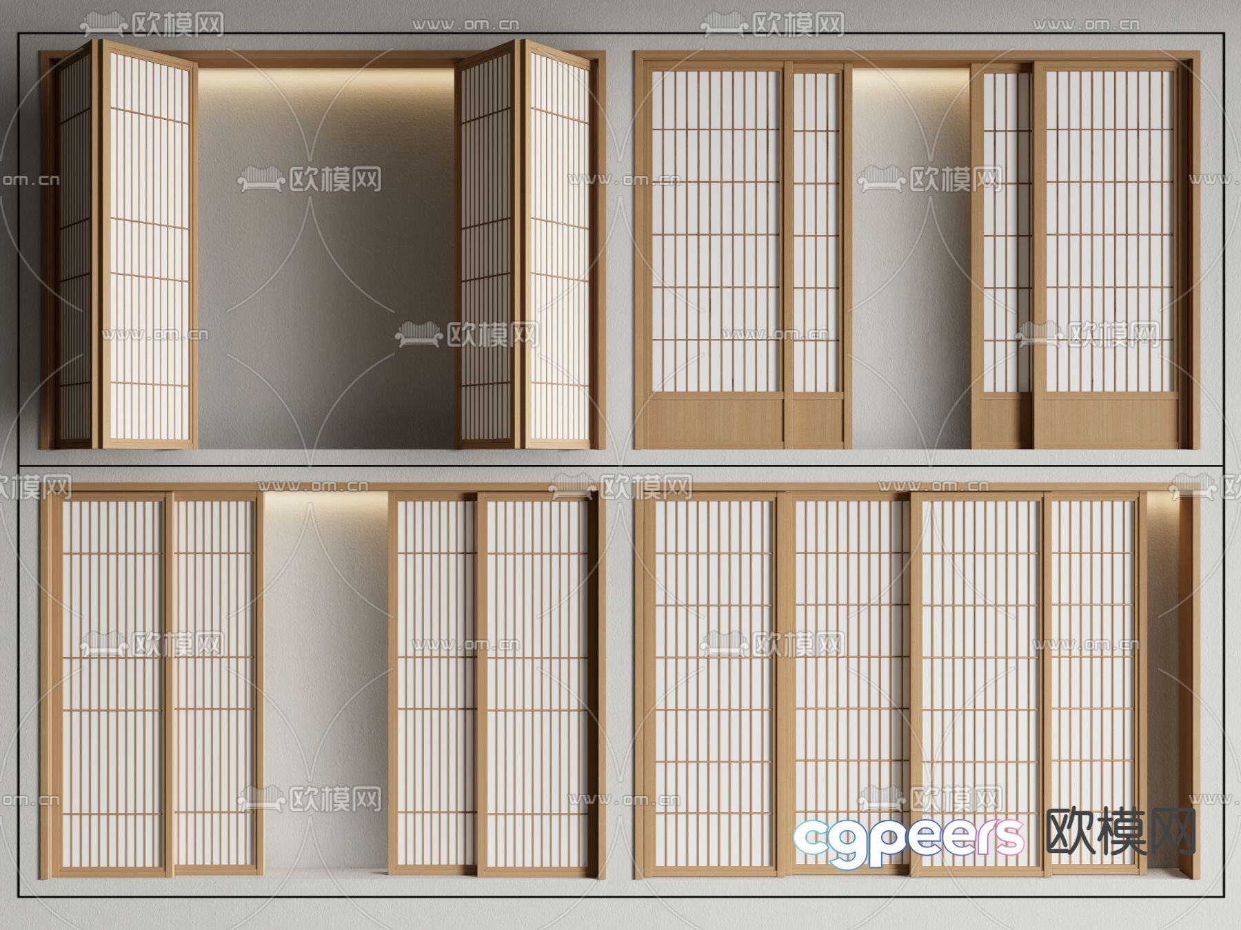 Japanese sliding door sliding door 3D model Japanese sliding door sliding door 3D model