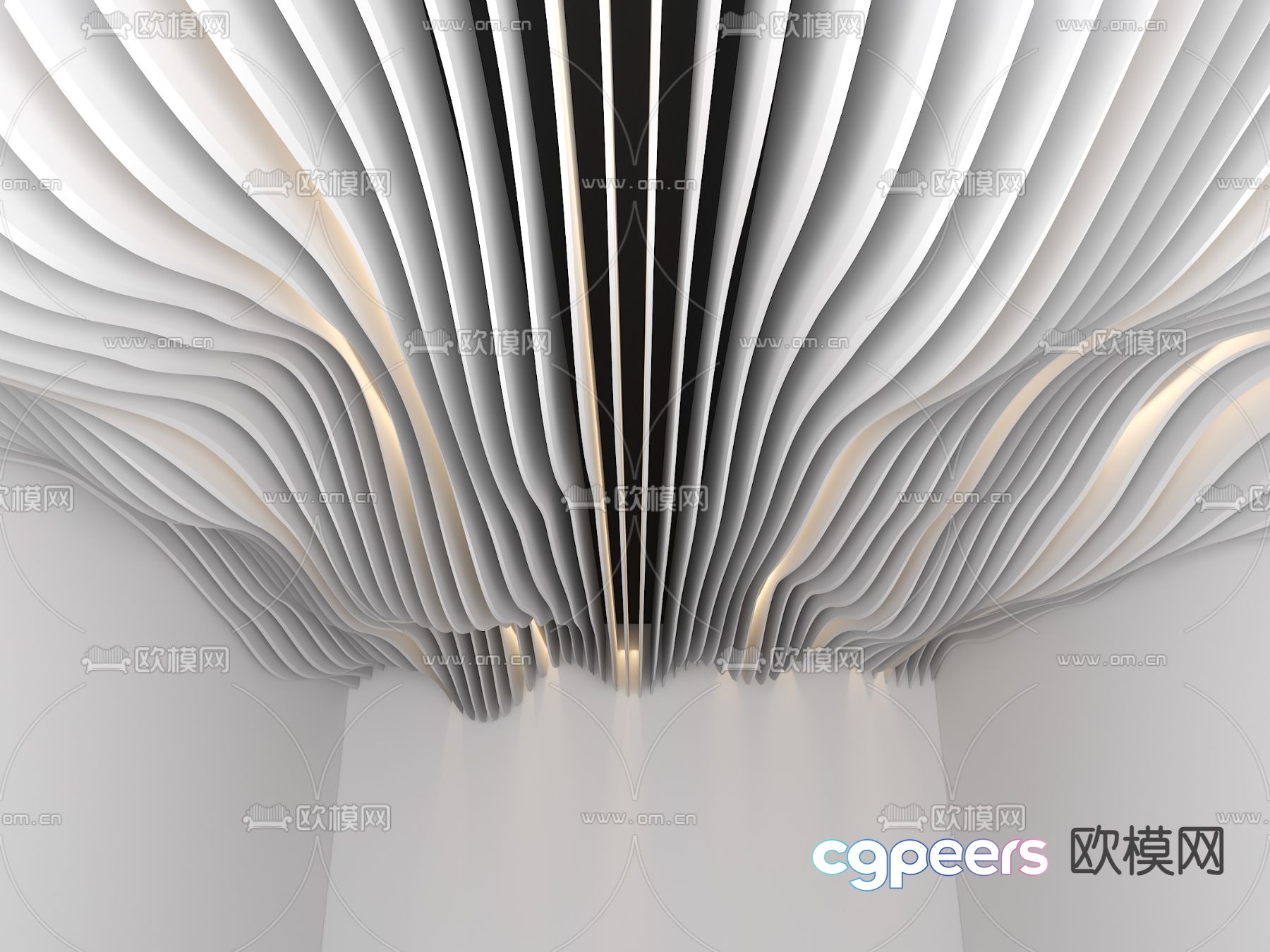 Wave grille ceiling 3d model Wave grille ceiling 3d model