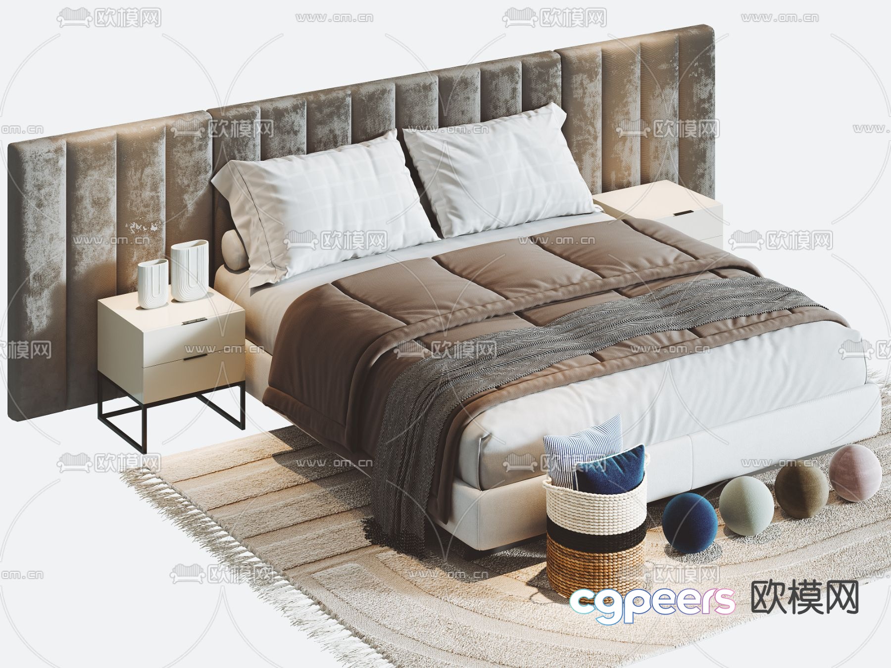 Modern double bed 3d model Modern double bed 3d model