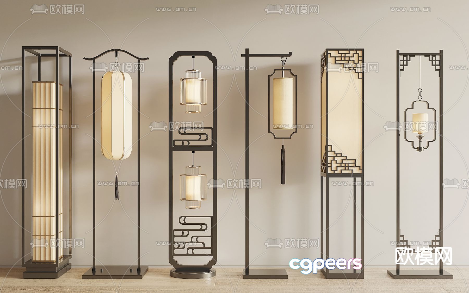 New Chinese style floor lamp 3d model New Chinese style floor lamp 3d model