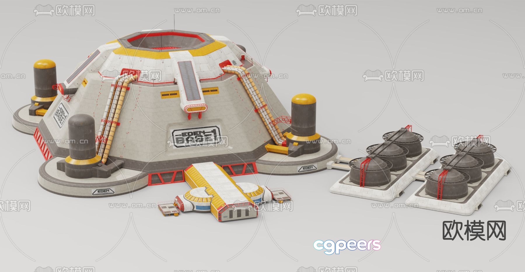Moon base resource headquarters 3d model Moon base resource headquarters 3d model