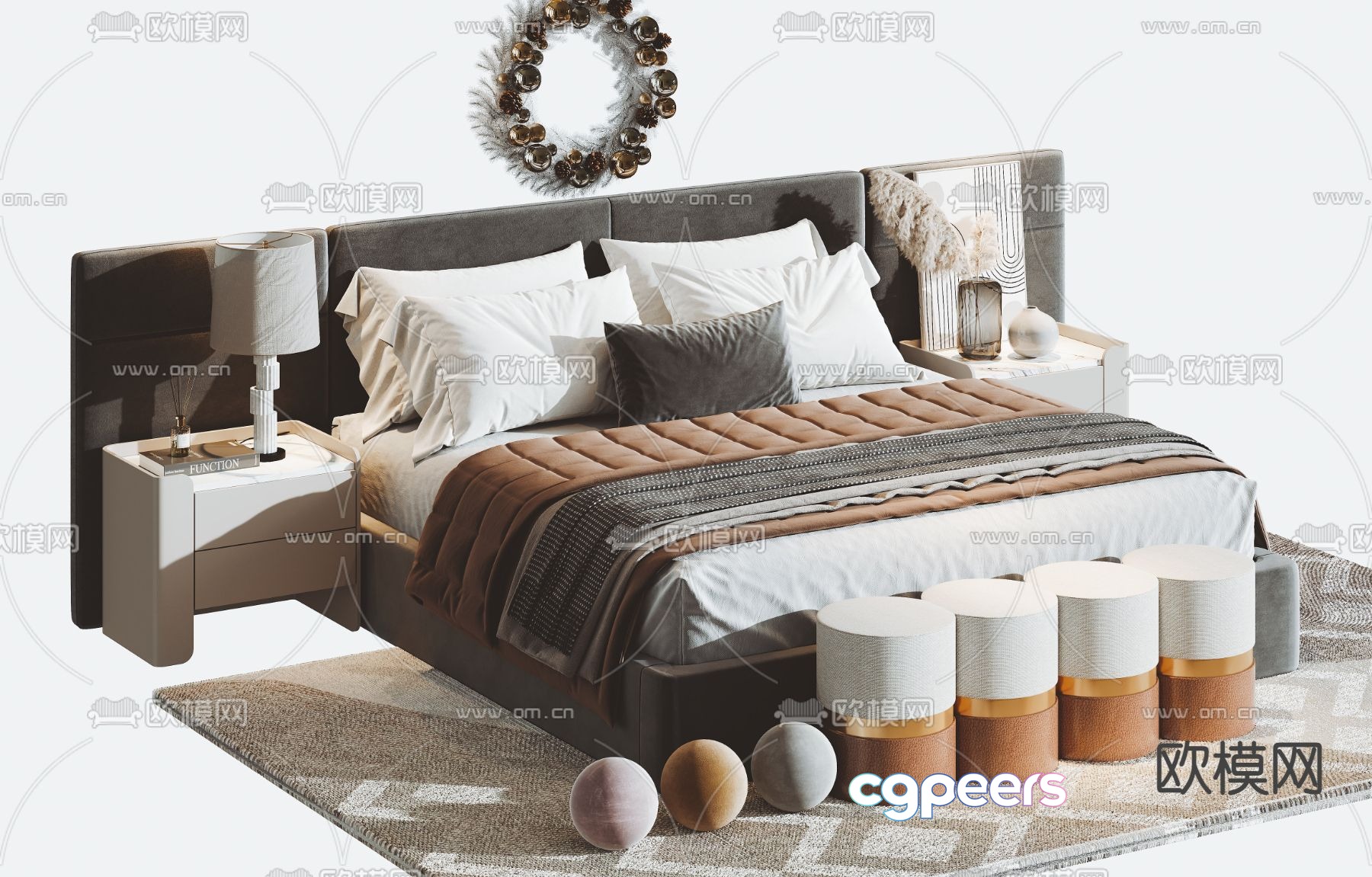 Modern double bed 3d model Modern double bed 3d model