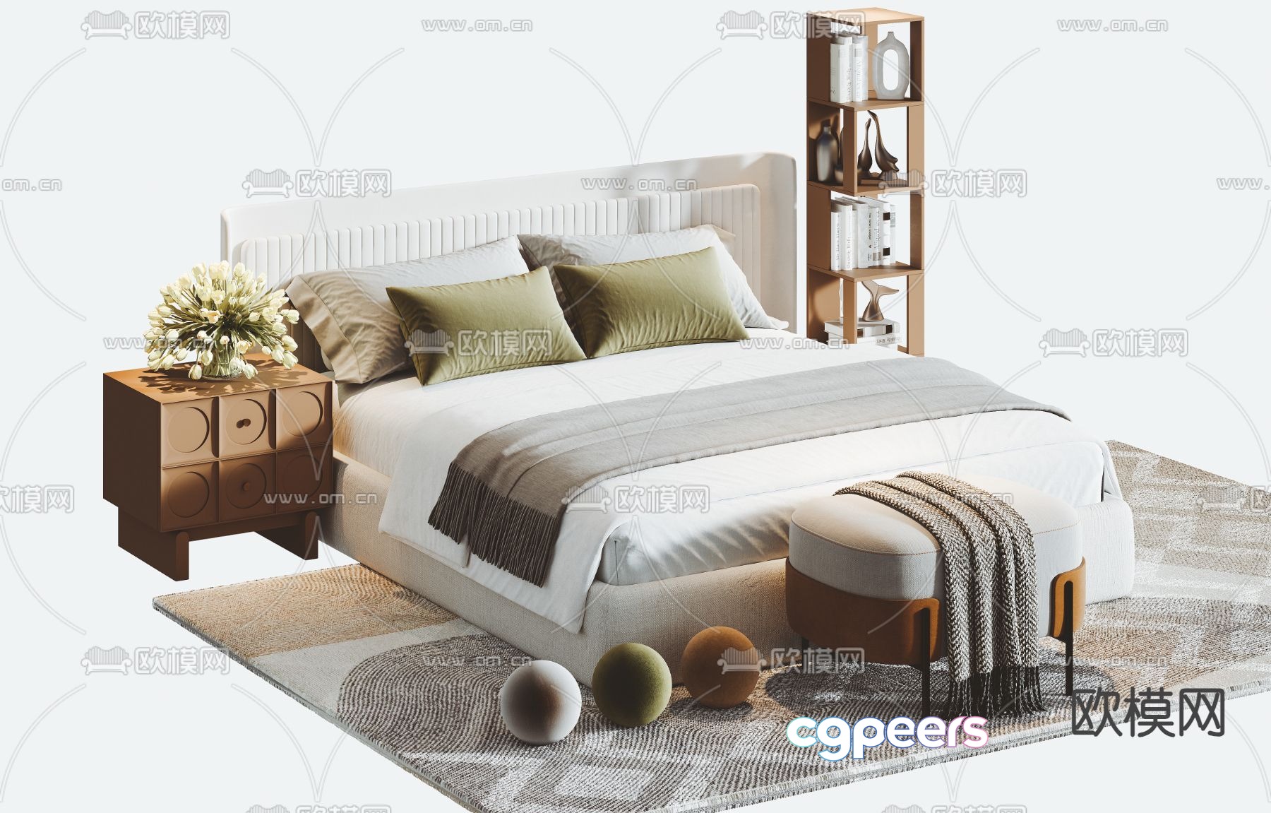 Modern double bed 3d model Modern double bed 3d model