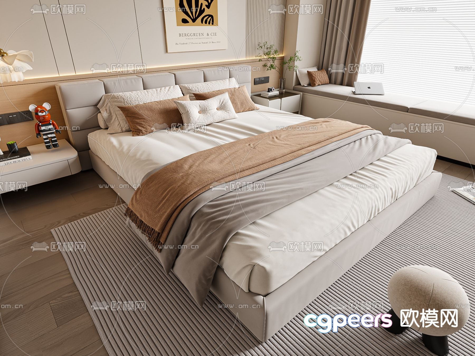 Modern double bed 3d model Modern double bed 3d model