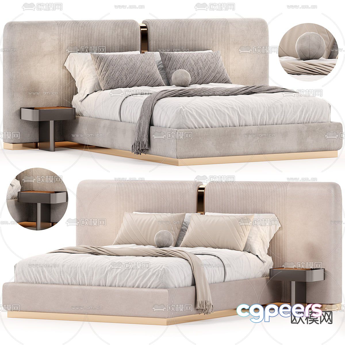 Modern double bed 3d model Modern double bed 3d model