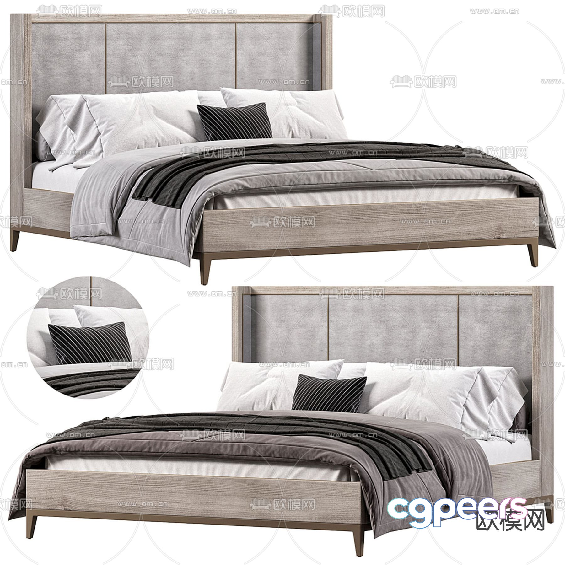 Arhaus double bed 3d model Arhaus double bed 3d model