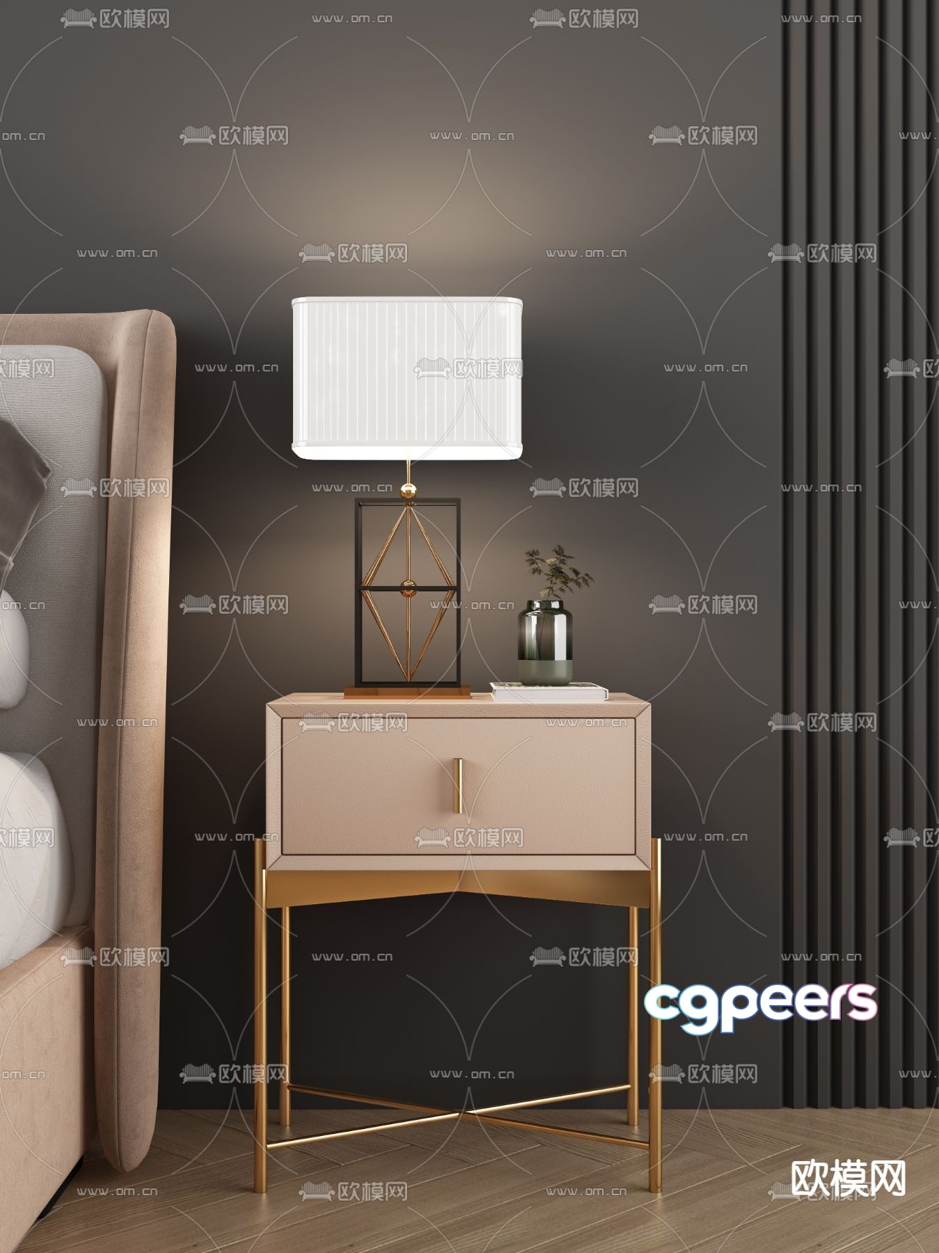 Light luxury bedside table 3D model Light luxury bedside table 3D model