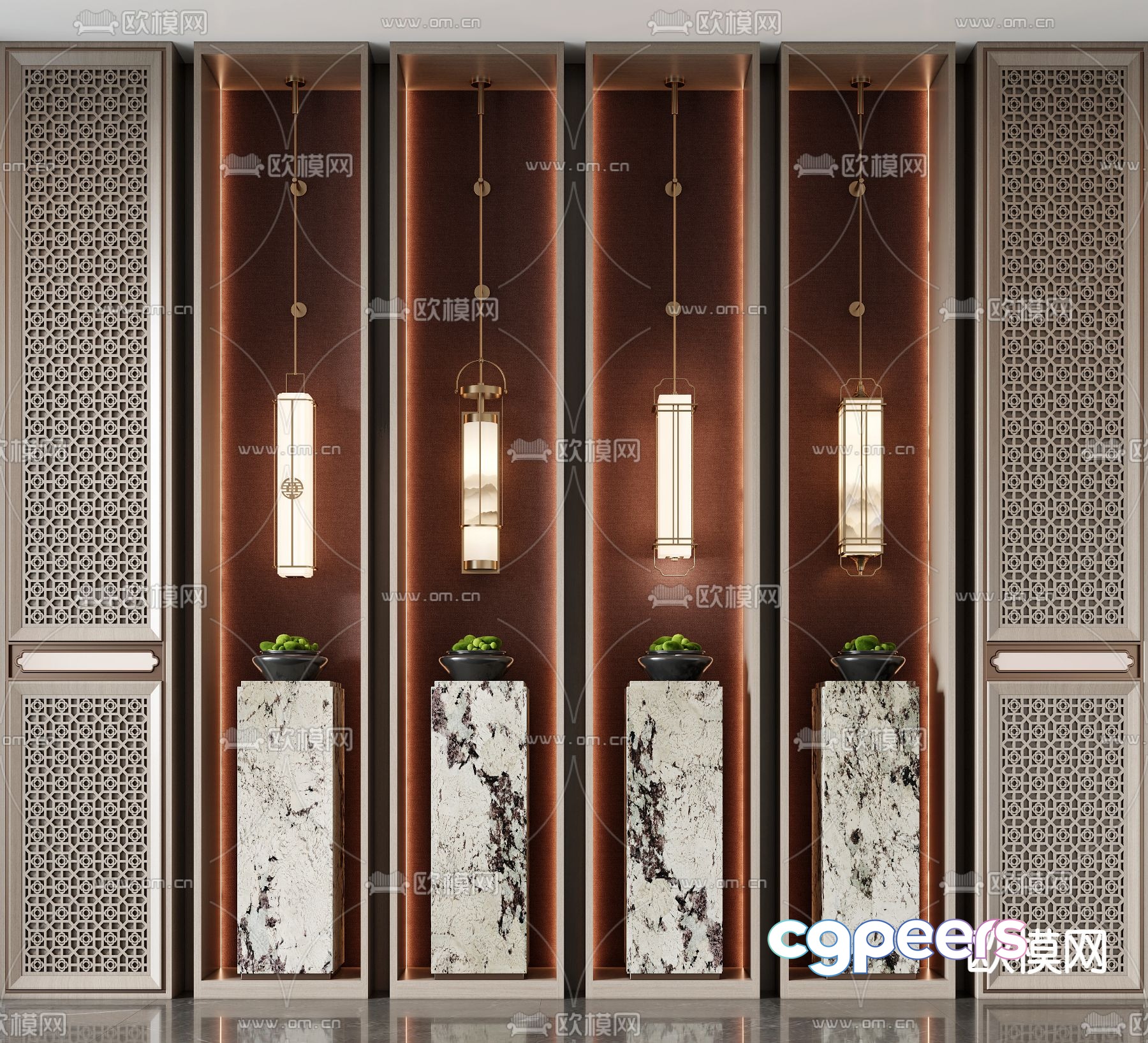 New Chinese style wall lamp marble wall lamp 3d model New Chinese style wall lamp marble wall lamp 3d model