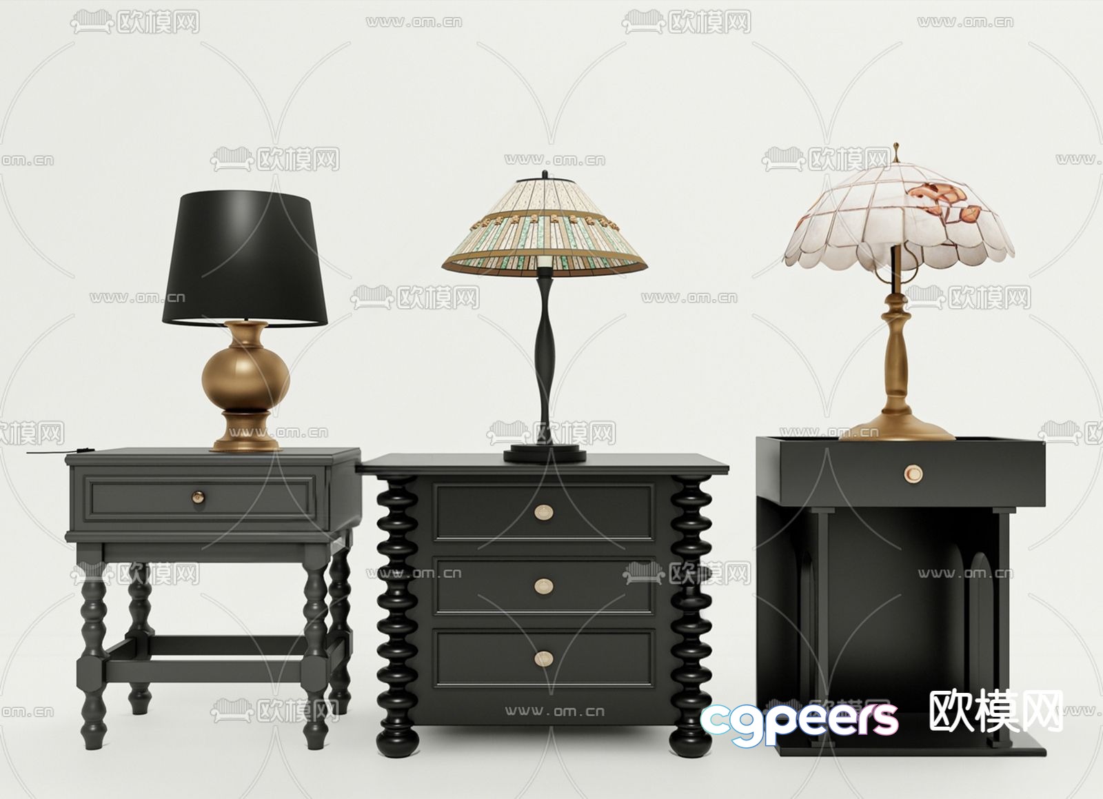 American bedside table 3d model American bedside table 3d model
