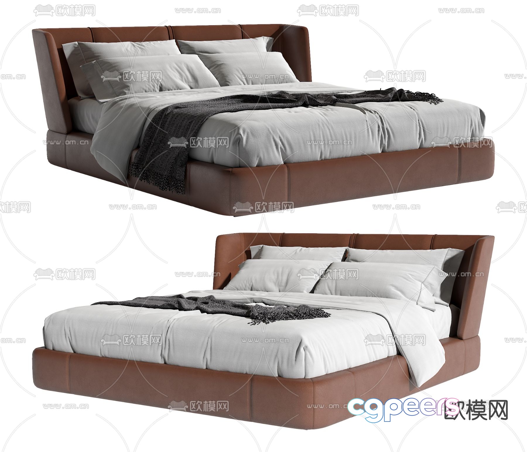Modern double bed 3d model Modern double bed 3d model