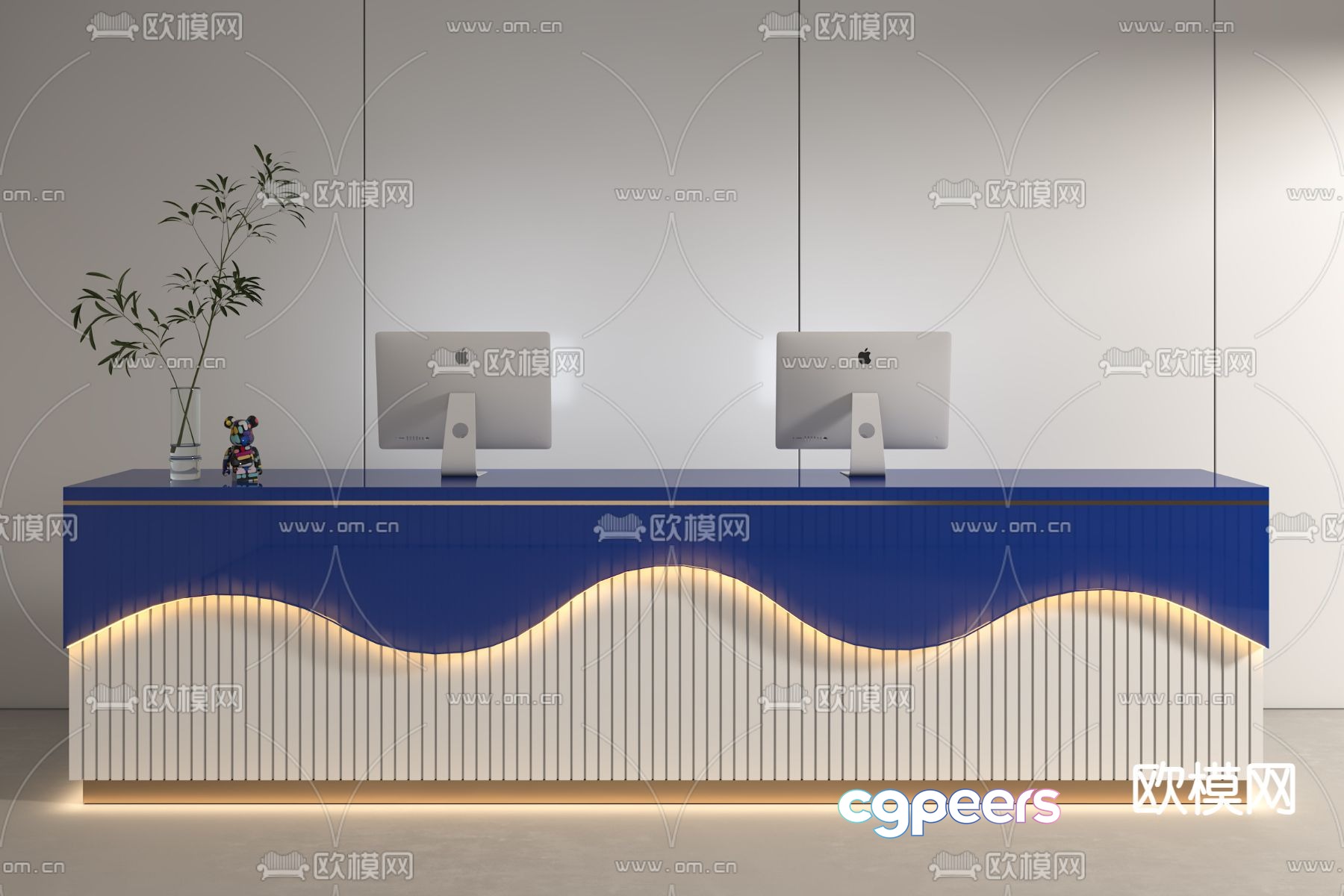 Modern front desk reception desk service desk 3d model Modern front desk reception desk service desk 3d model