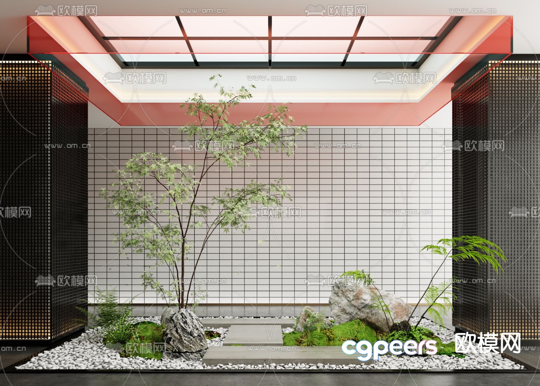 Indoor patio green plant landscaping 3D model Indoor patio green plant landscaping 3D model