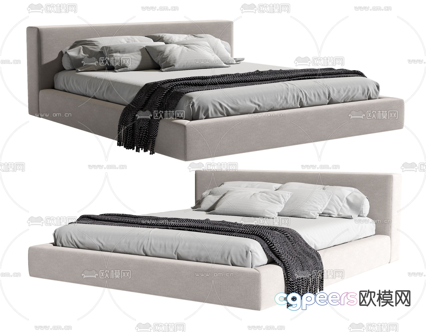 Modern double bed 3d model Modern double bed 3d model