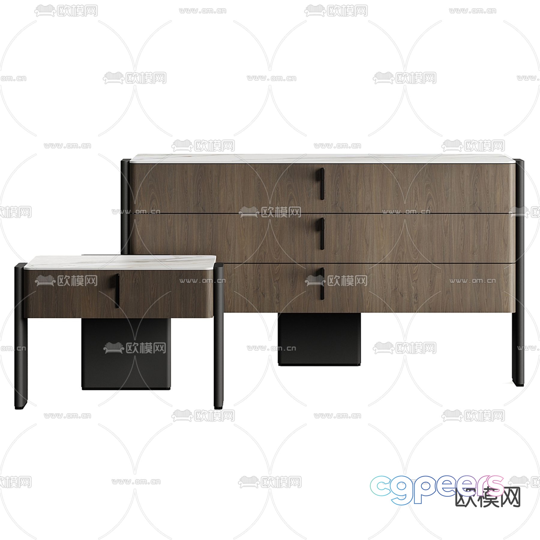 Cattelan Italia modern solid wood bedside table 3d model Cattelan Italia modern solid wood bedside table 3d model