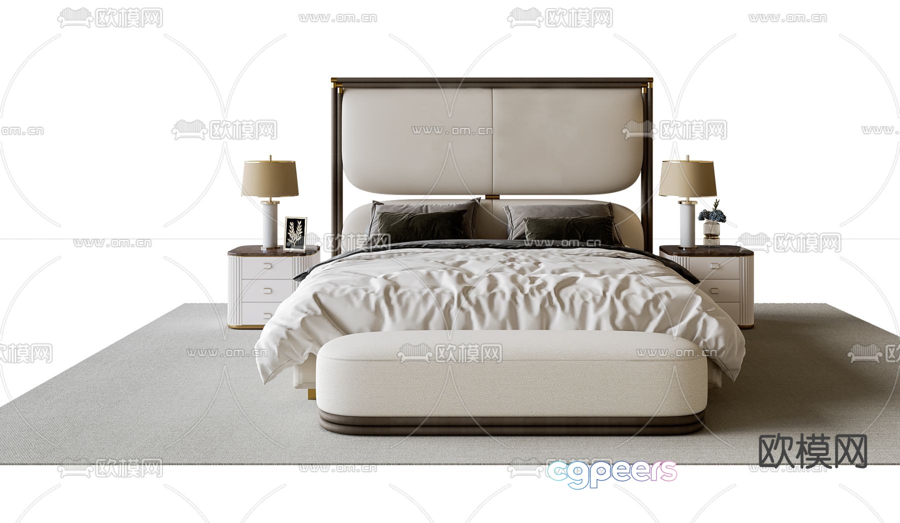 Modern double bed 3d model Modern double bed 3d model