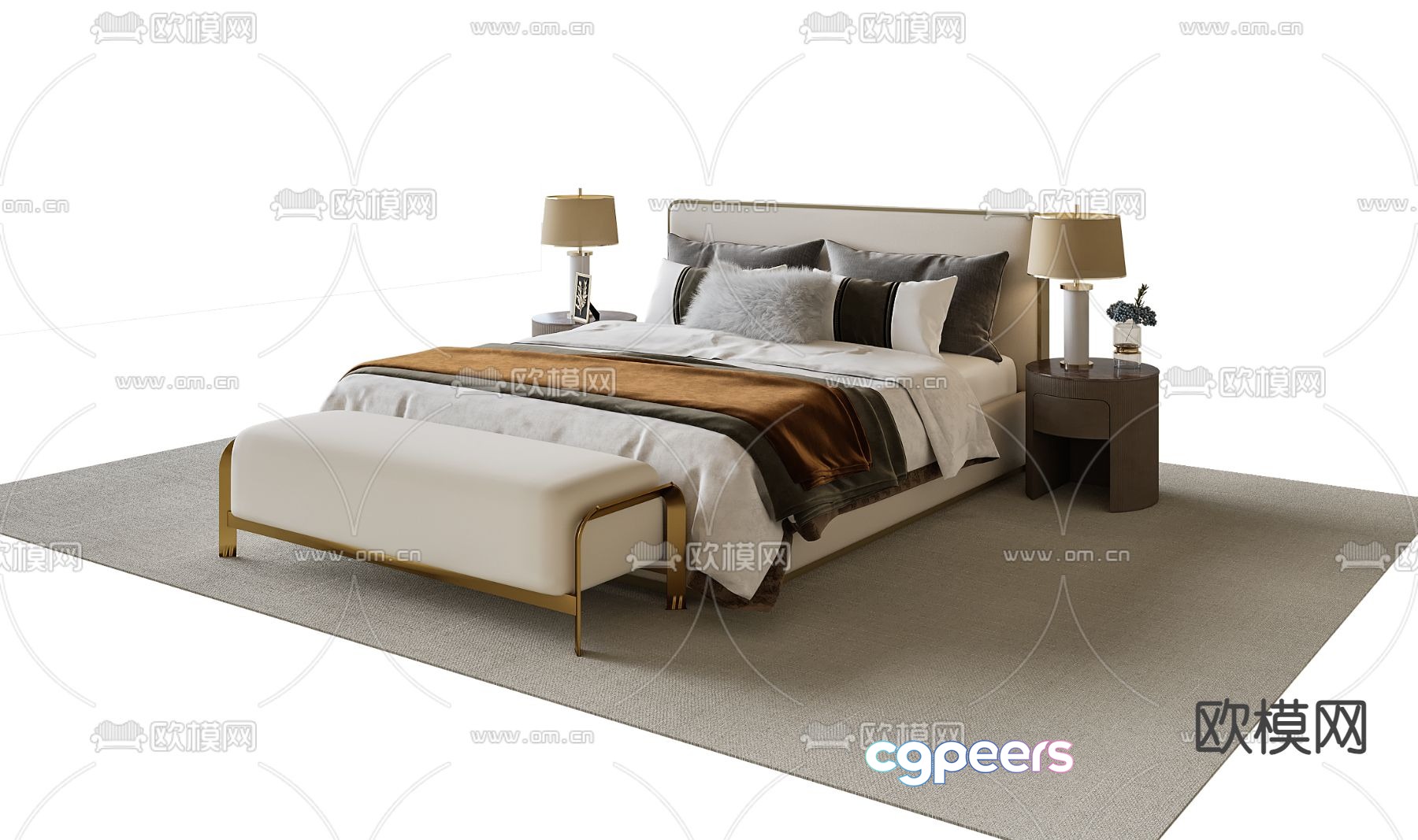 Modern double bed 3d model Modern double bed 3d model
