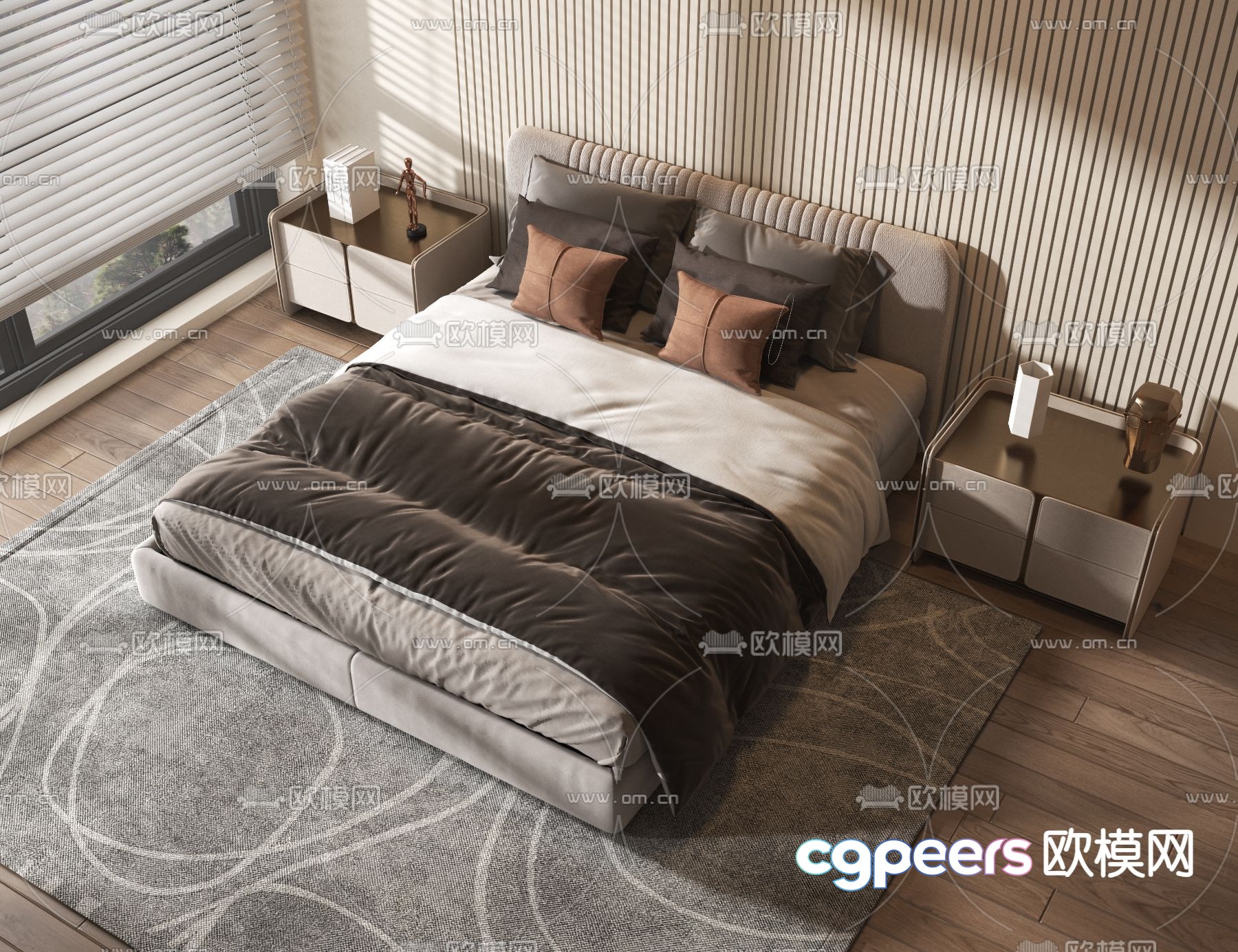 Modern double bed 3d model Modern double bed 3d model