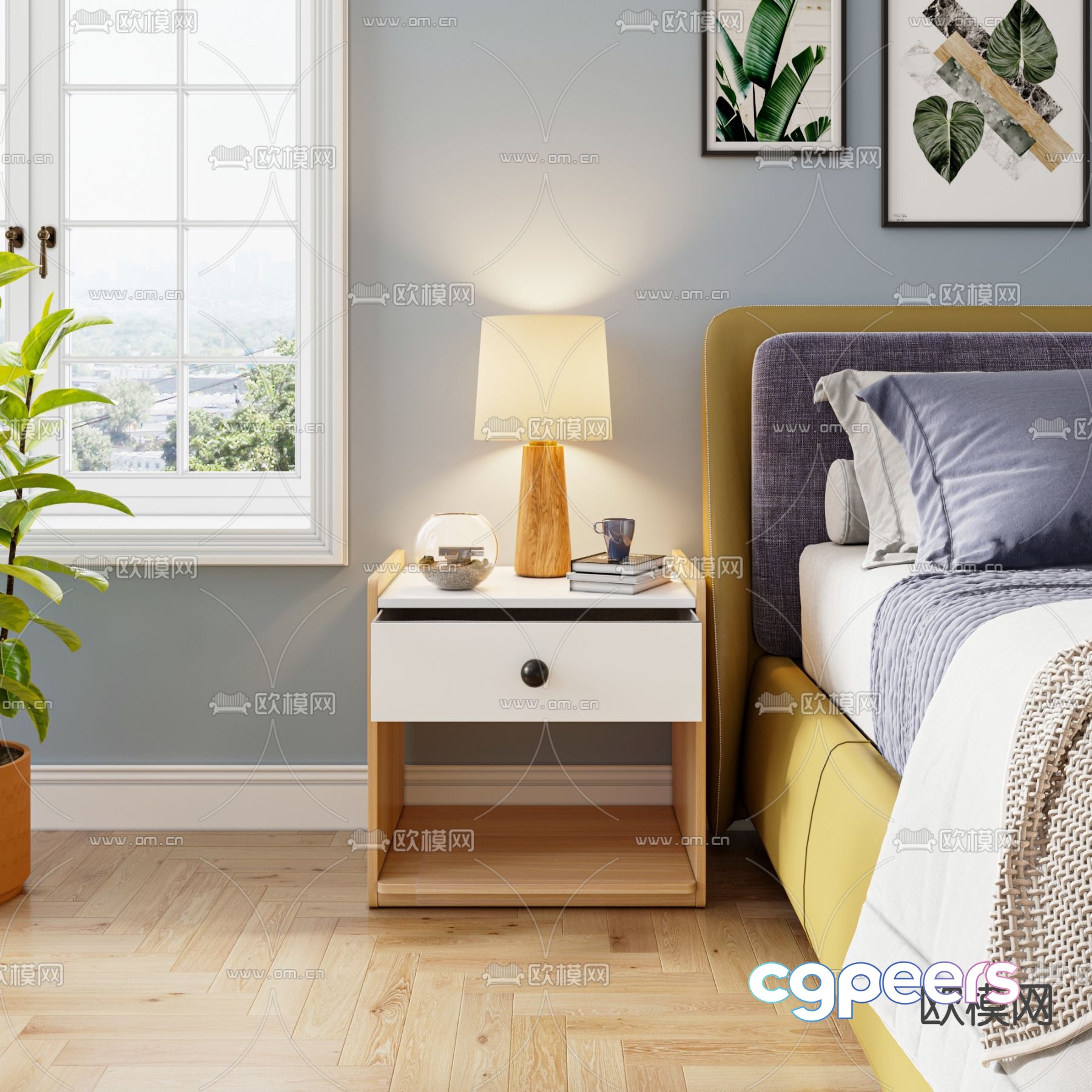 Modern bedside table 3d model Modern bedside table 3d model