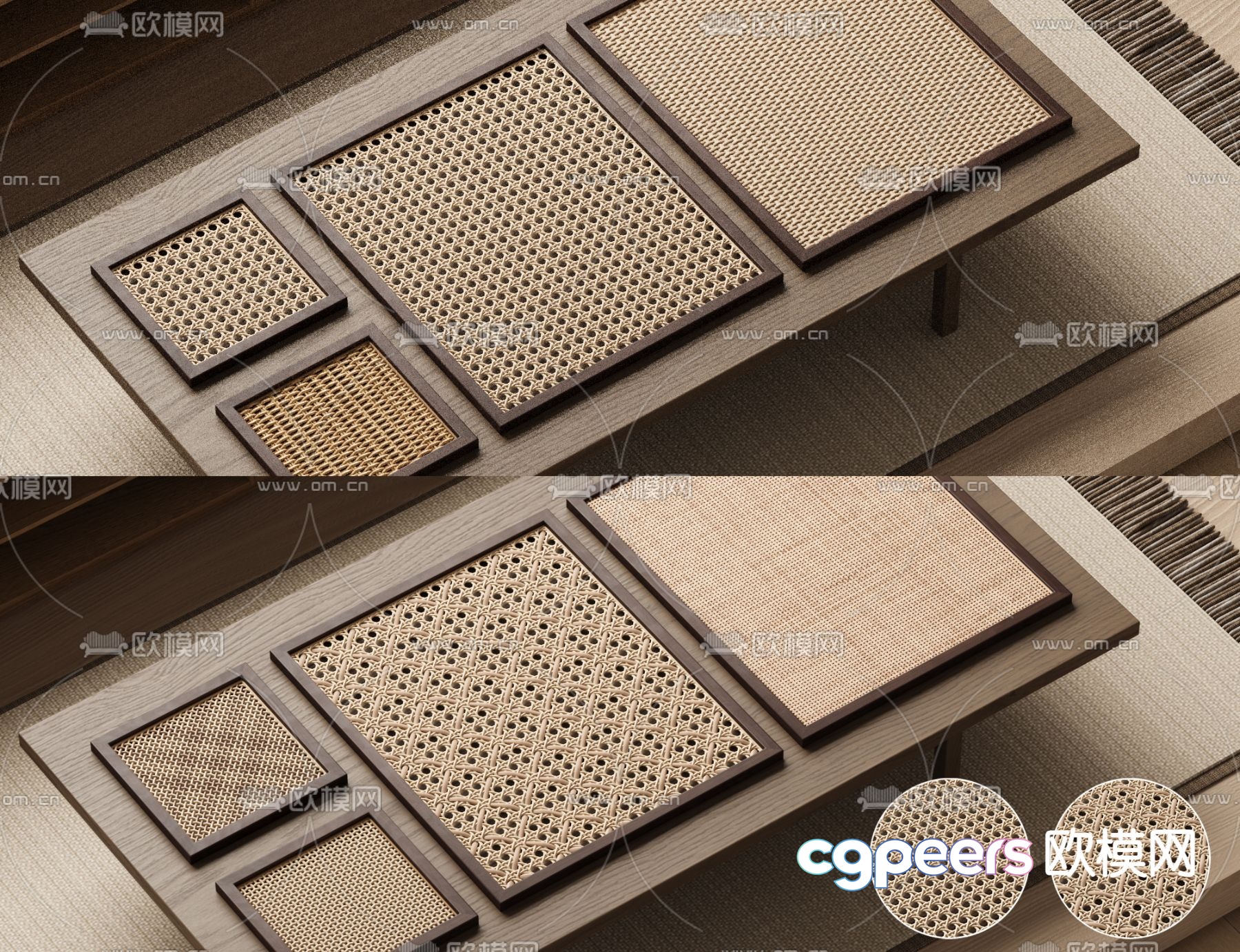 Wasabi Rattan Door Panel 3D Model Wasabi Rattan Door Panel 3D Model