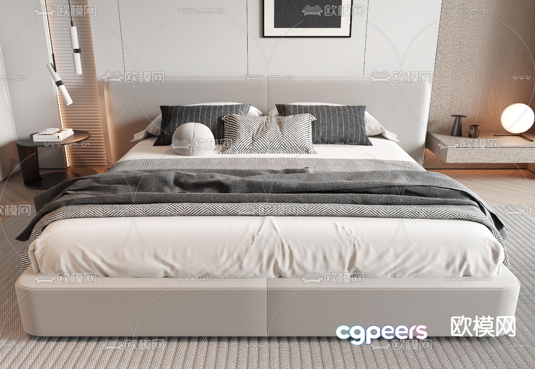 Modern double bed 3d model Modern double bed 3d model