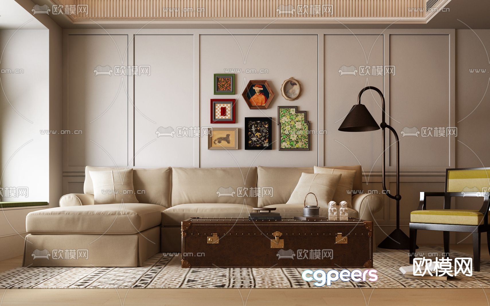 American modular sofa corner sofa 3d model American modular sofa corner sofa 3d model