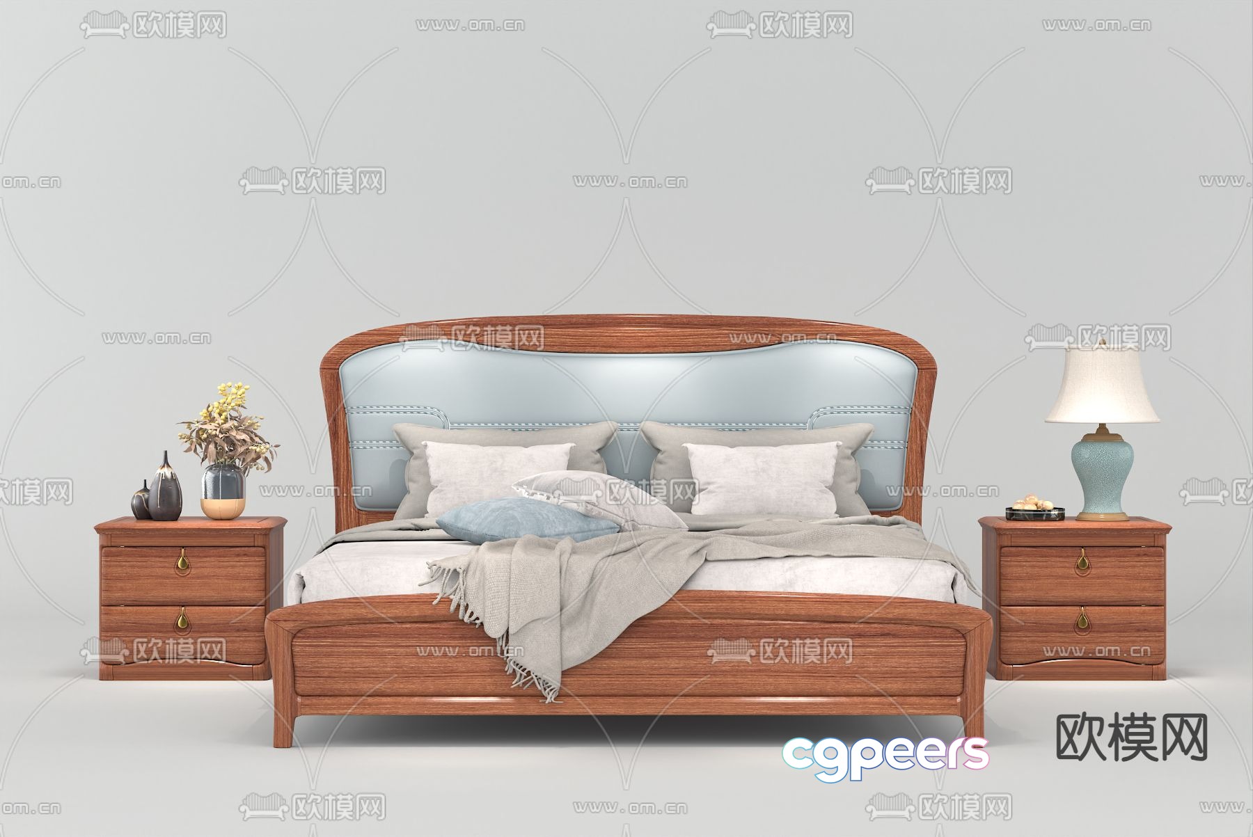Modern double bed 3d model Modern double bed 3d model