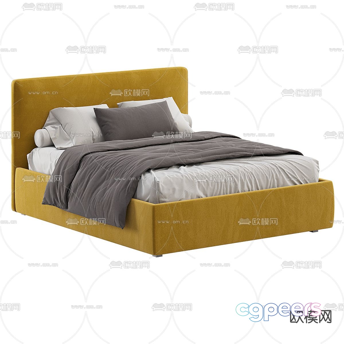Modern double bed 3d model Modern double bed 3d model