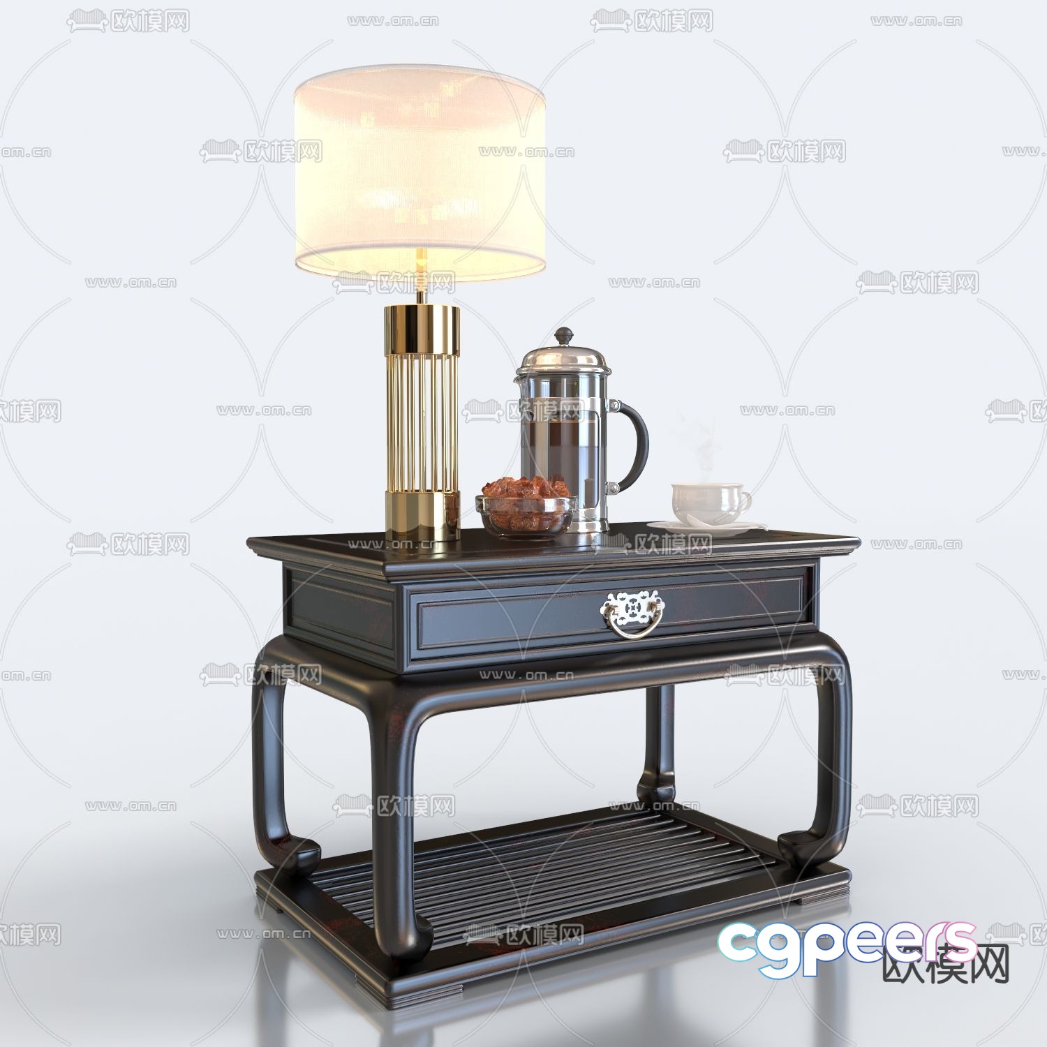 Chinese bedside table 3d model Chinese bedside table 3d model