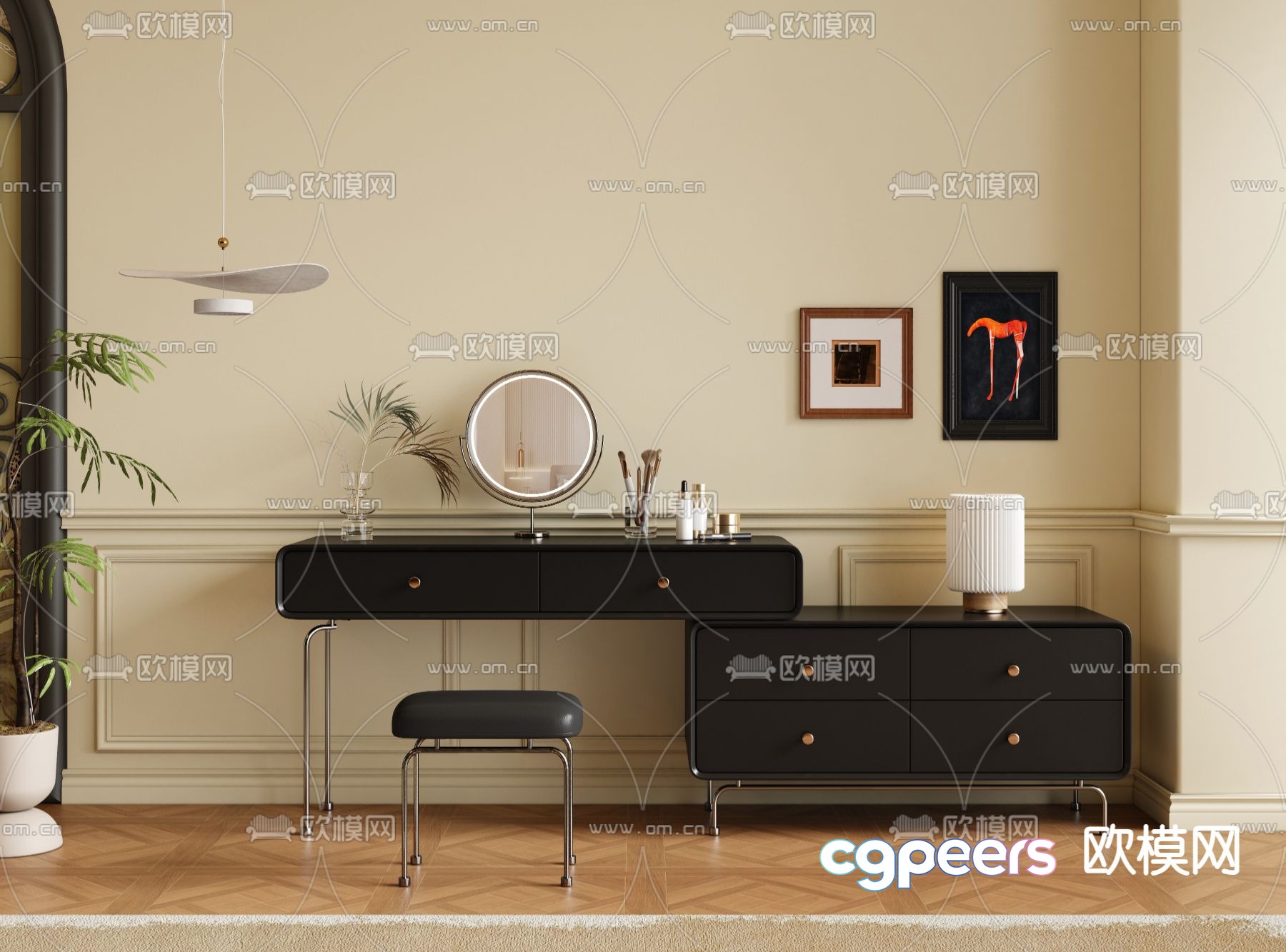 Medium style dressing table 3D model Medium style dressing table 3D model