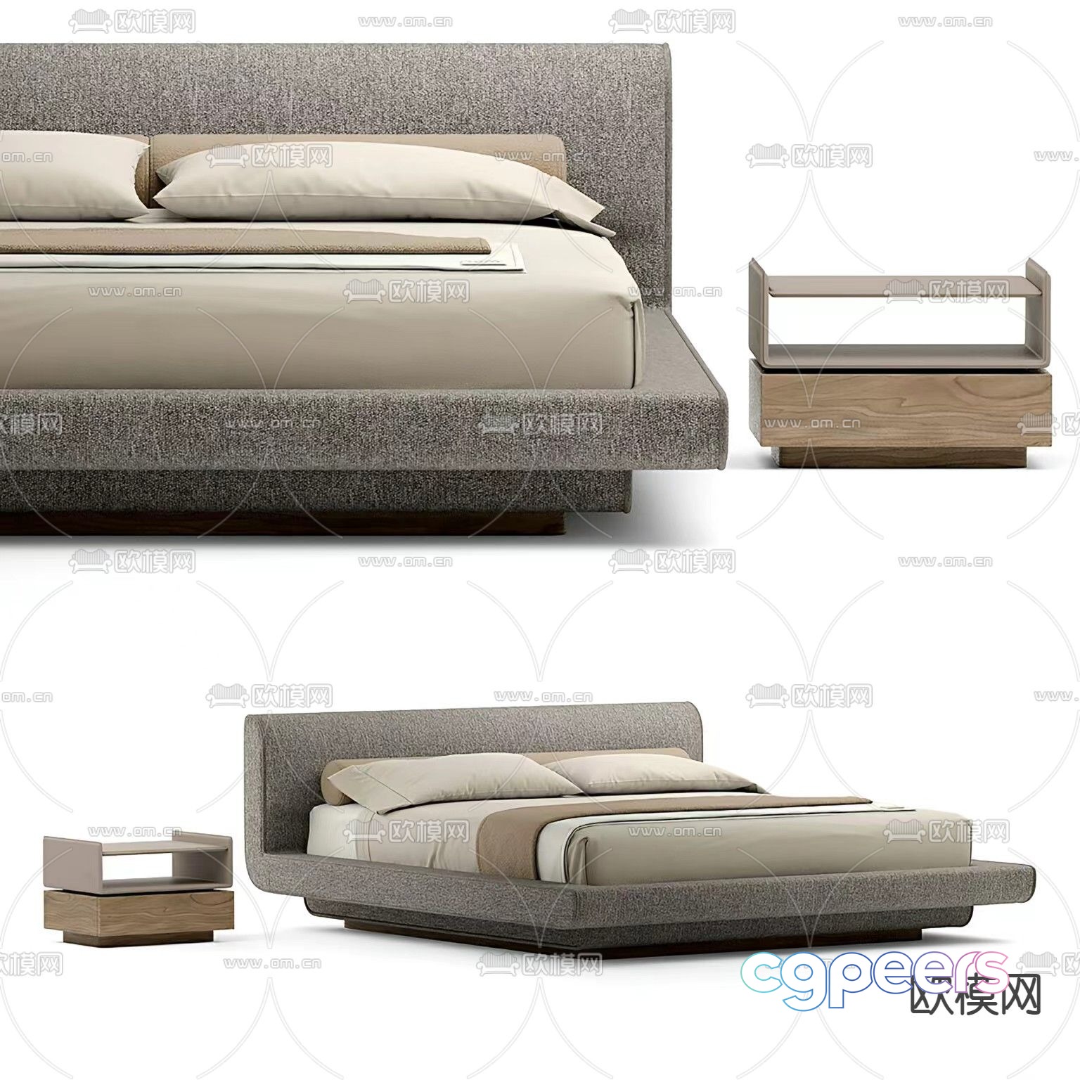 Modern double bed 3d model Modern double bed 3d model