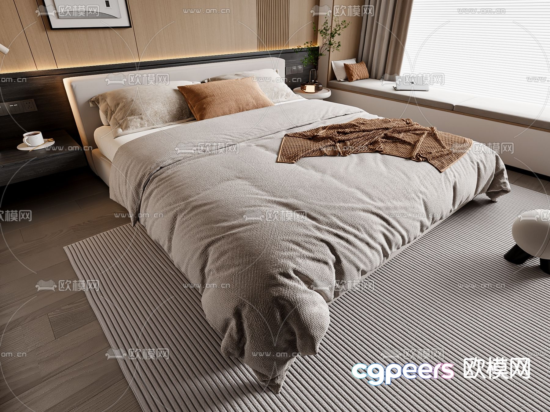 Modern double bed 3d model Modern double bed 3d model