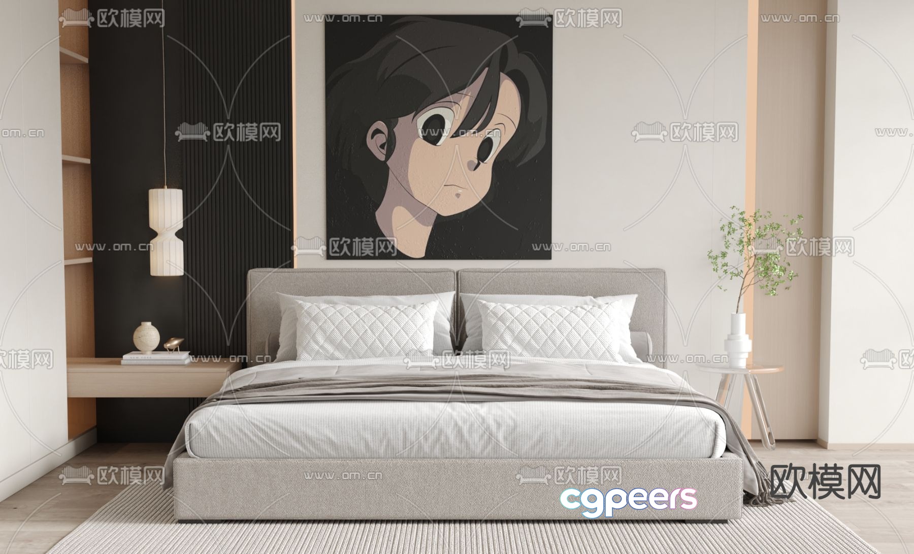 Modern double bed 3d model Modern double bed 3d model