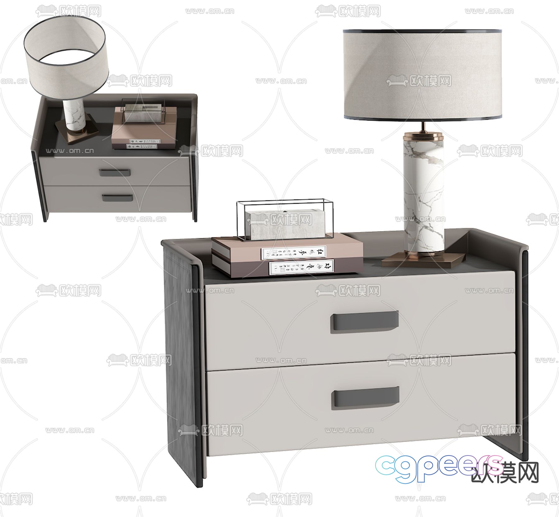 New Chinese style bedside table 3d model New Chinese style bedside table 3d model